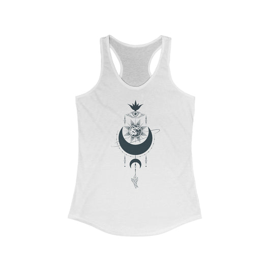 Cosmic Vision Women’s Tank Top - Mystical Earth & Moon Design