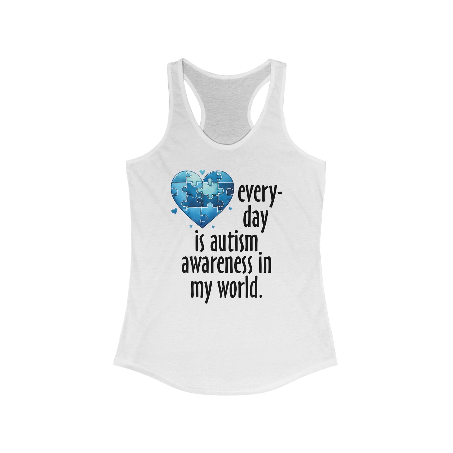 Everyday Awareness - Women’s Autism Support Tank Top with Heart Puzzle Design