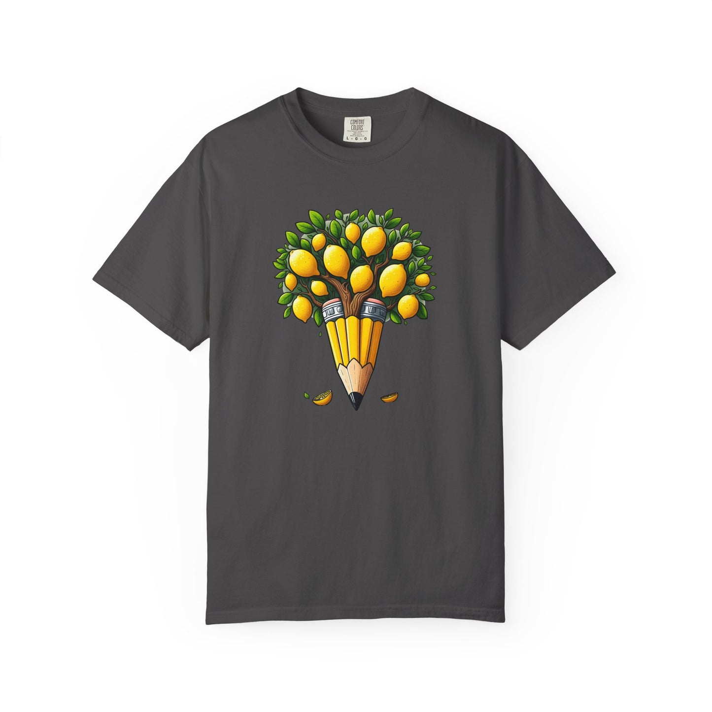 Artistic Lemon Pencil Tree T-Shirt - Unique Art & Nature Celebrating Growth and Imagination