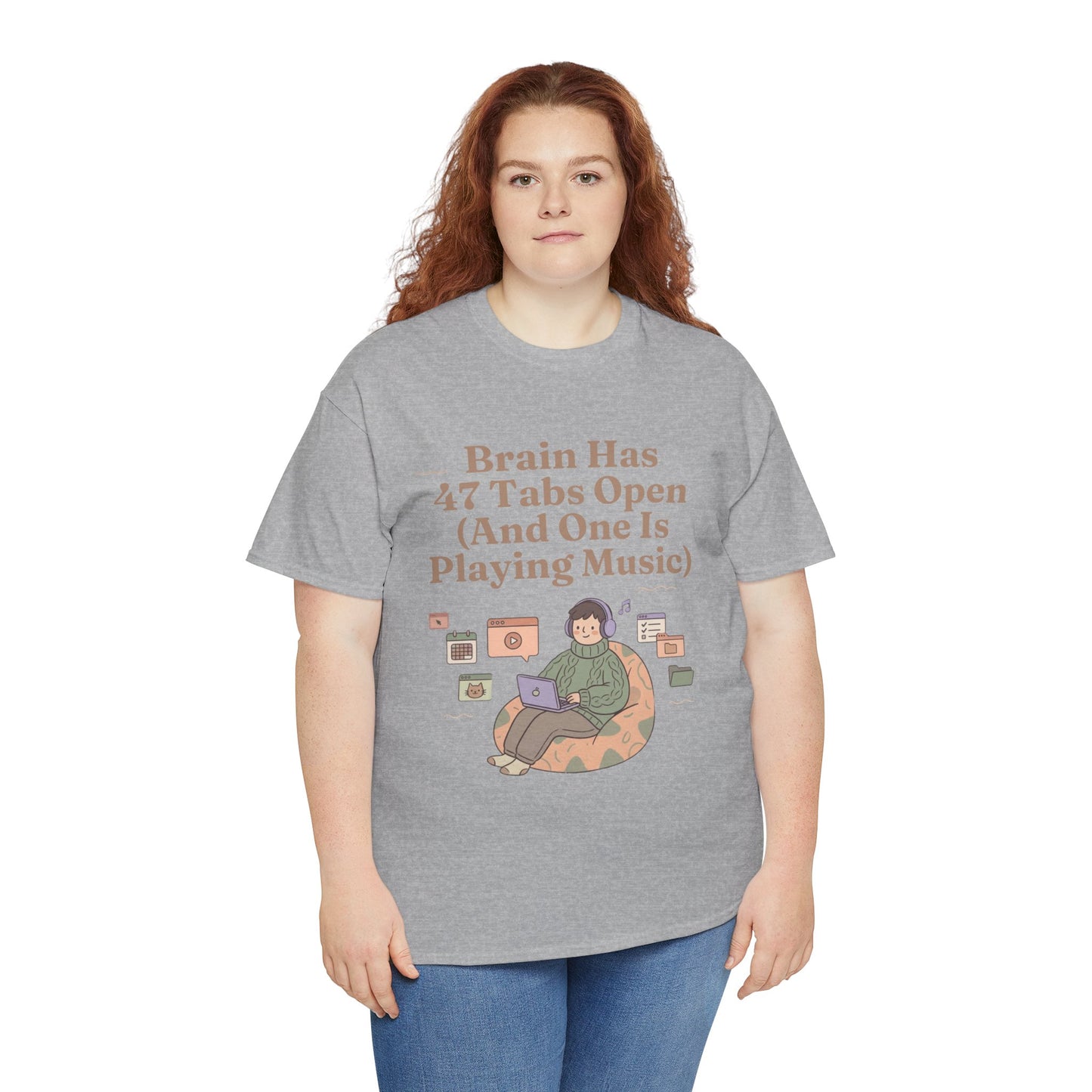 ADHD Lofi Aesthetic: 'Brain Has 47 Tabs Open (And One Is Playing Music)' Graphic Tee