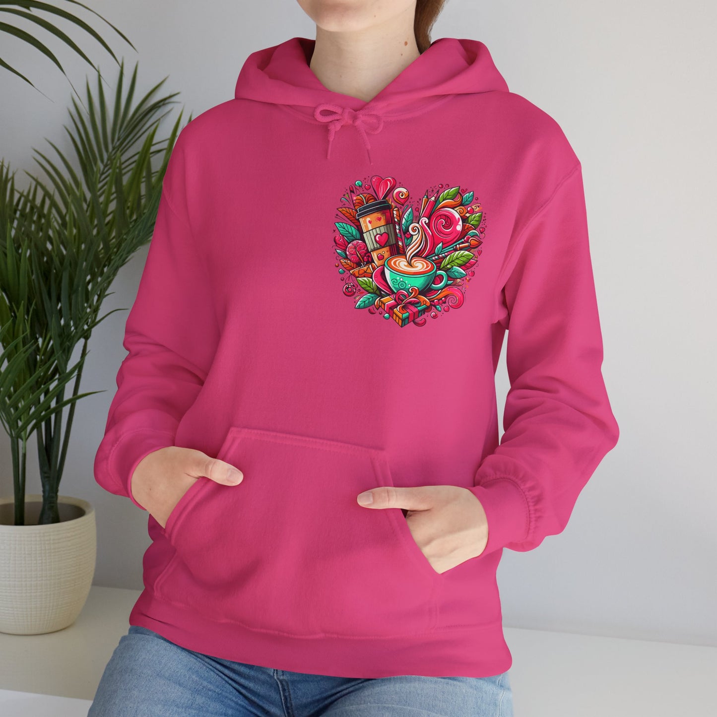 Urban Brew: Vibrant Graffiti Coffee Love Heart Hoodie