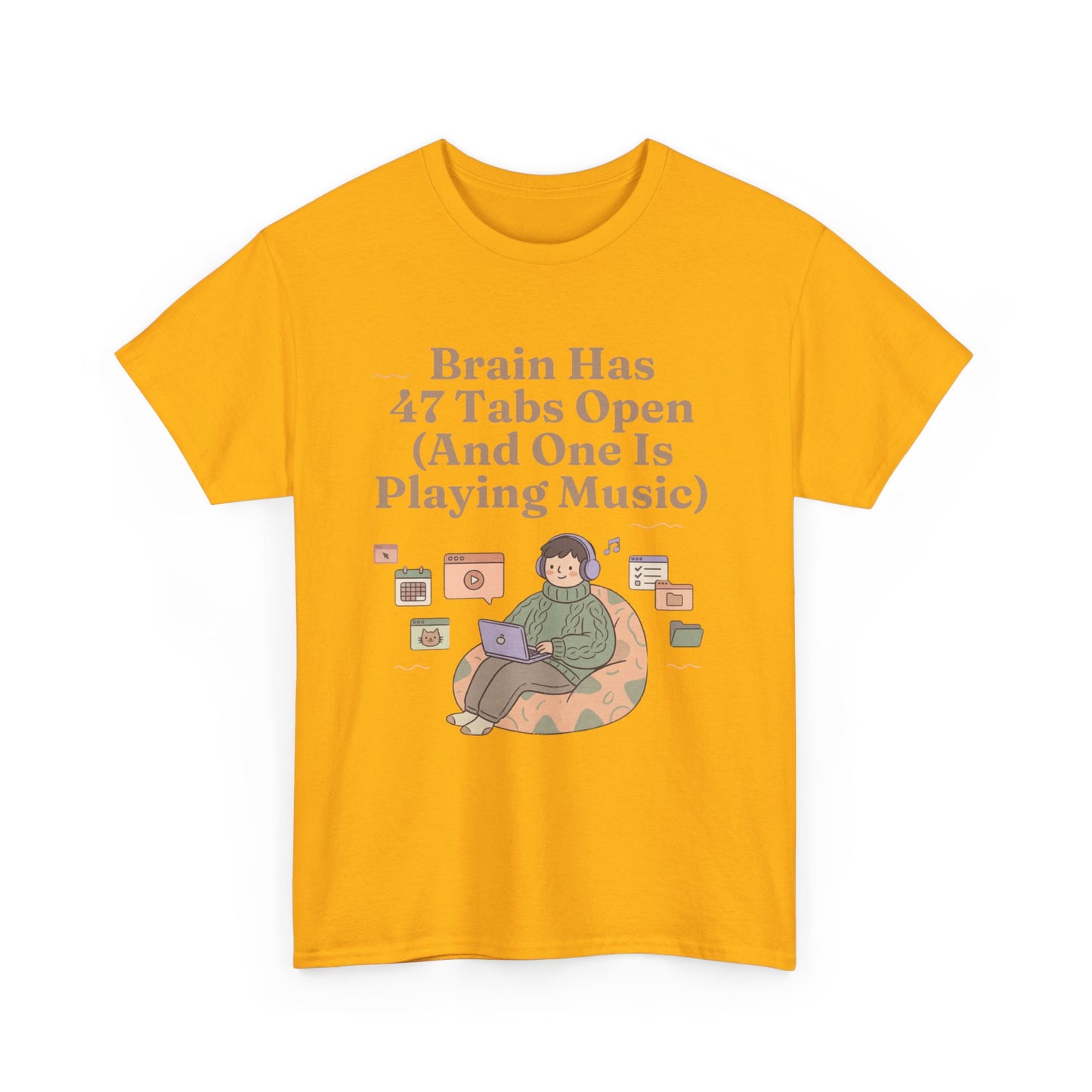 ADHD Lofi Aesthetic: 'Brain Has 47 Tabs Open (And One Is Playing Music)' Graphic Tee