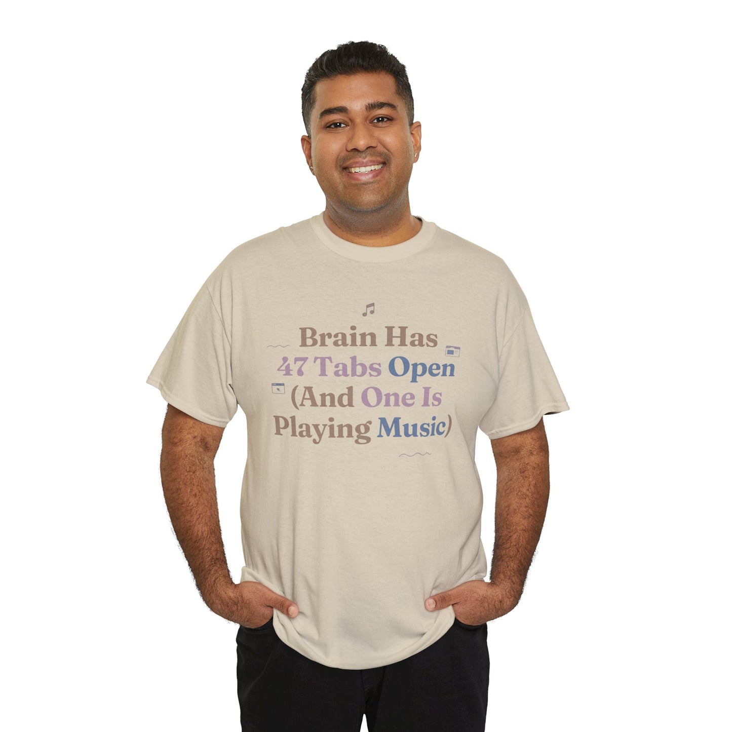 ADHD Lofi Aesthetic: 'Brain Has 47 Tabs Open (And One Is Playing Music)' Graphic Tee