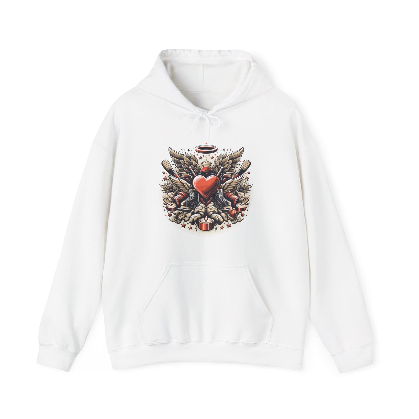 Hockey Heart & Angel Wings Hoodie | Edgy "Love the Game" Sweatshirt | Unique Sports Valentine's Gift