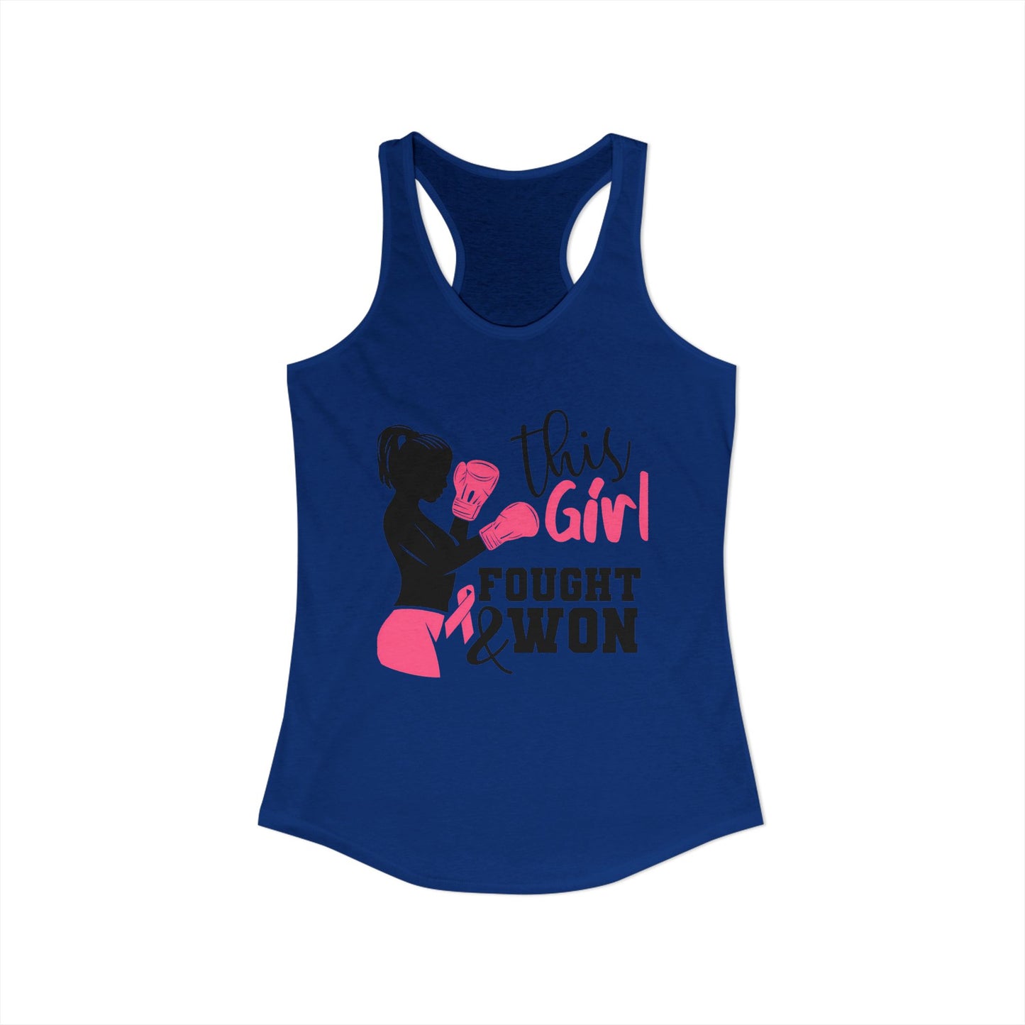 This Girl Fought & Won Tank Top | Breast Cancer Survivor Shirt | Pink Boxing Gloves Racerback | Chemo Recovery Gift | Victory Outfit