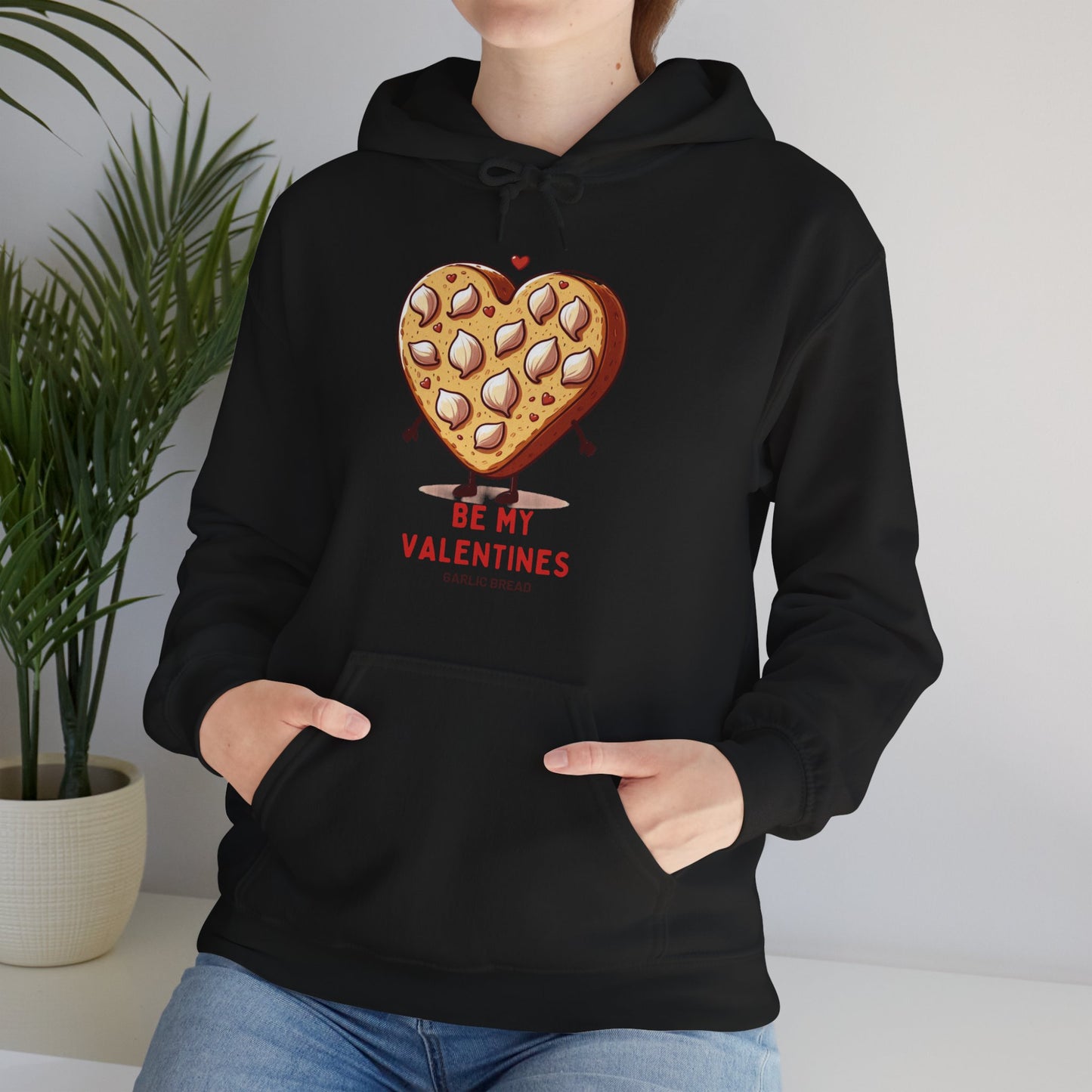 Garlic Bread Heart Hoodie Be My Valentines Unisex Sweatshirt - Funny Foodie Gift