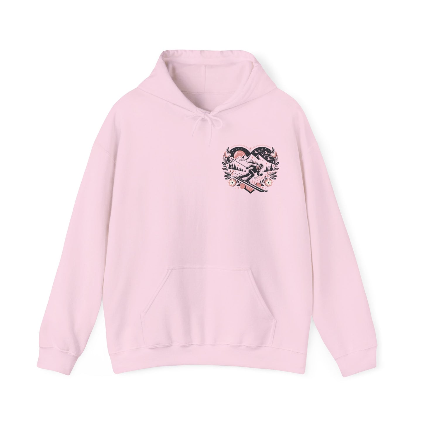 Love the Slopes" Skiing Hoodie | Mountain Heart Illustrated Sweatshirt | Après Ski & Winter Sports Gift