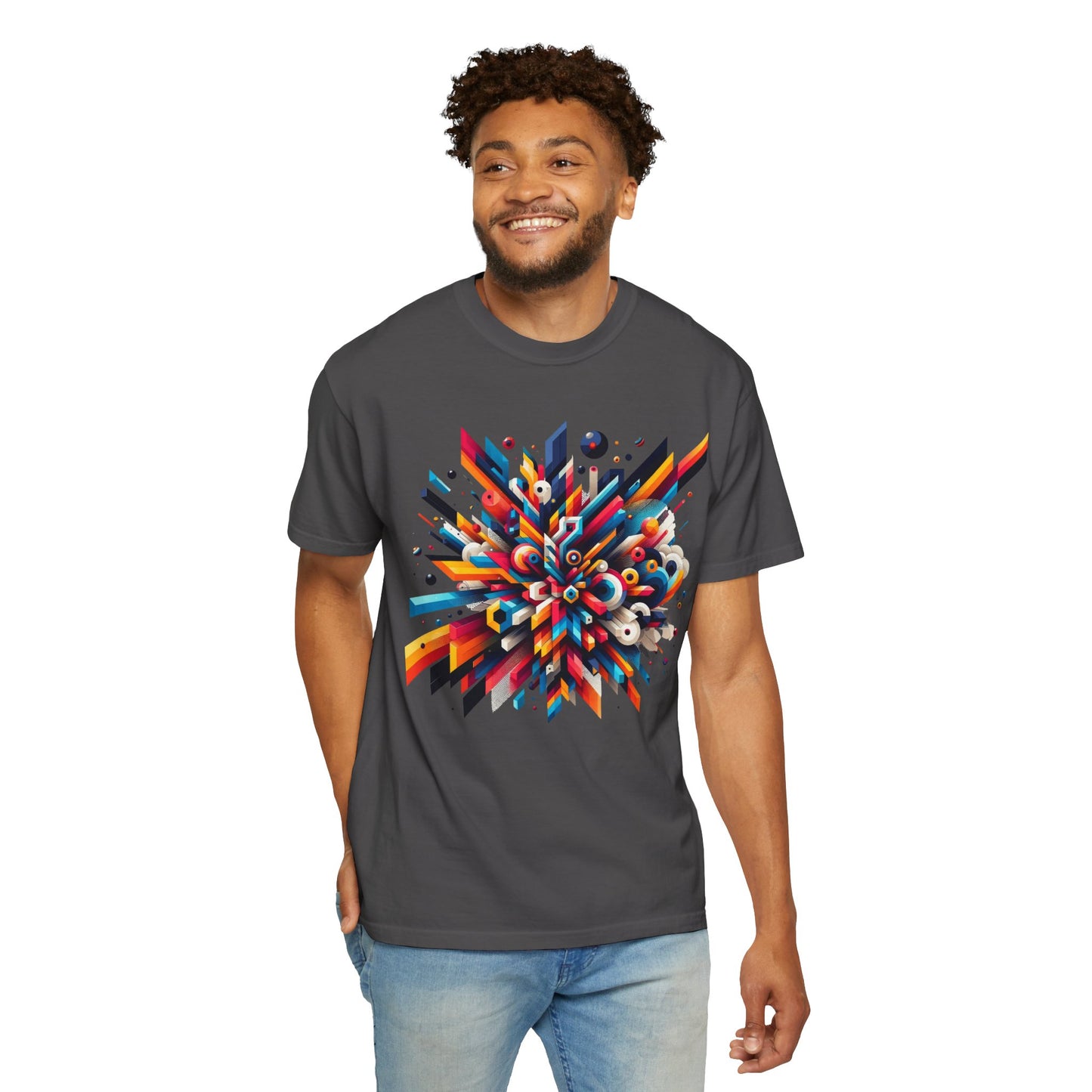 Abstract Art Energy Shirt | Comfort Colors 1717 | Vibrant Geometric Explosion Tee | Soft Washed Garment Dyed Cotton | Artistic Streetwear