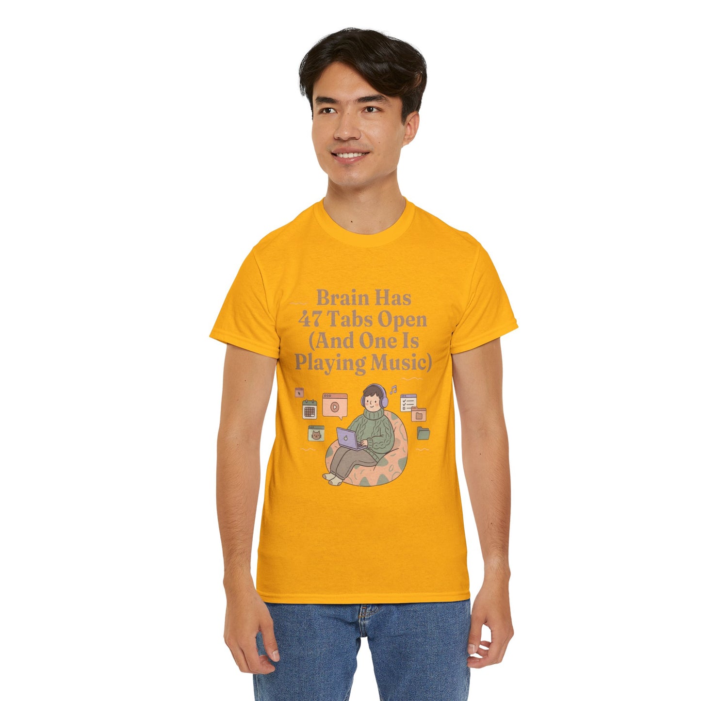 ADHD Lofi Aesthetic: 'Brain Has 47 Tabs Open (And One Is Playing Music)' Graphic Tee