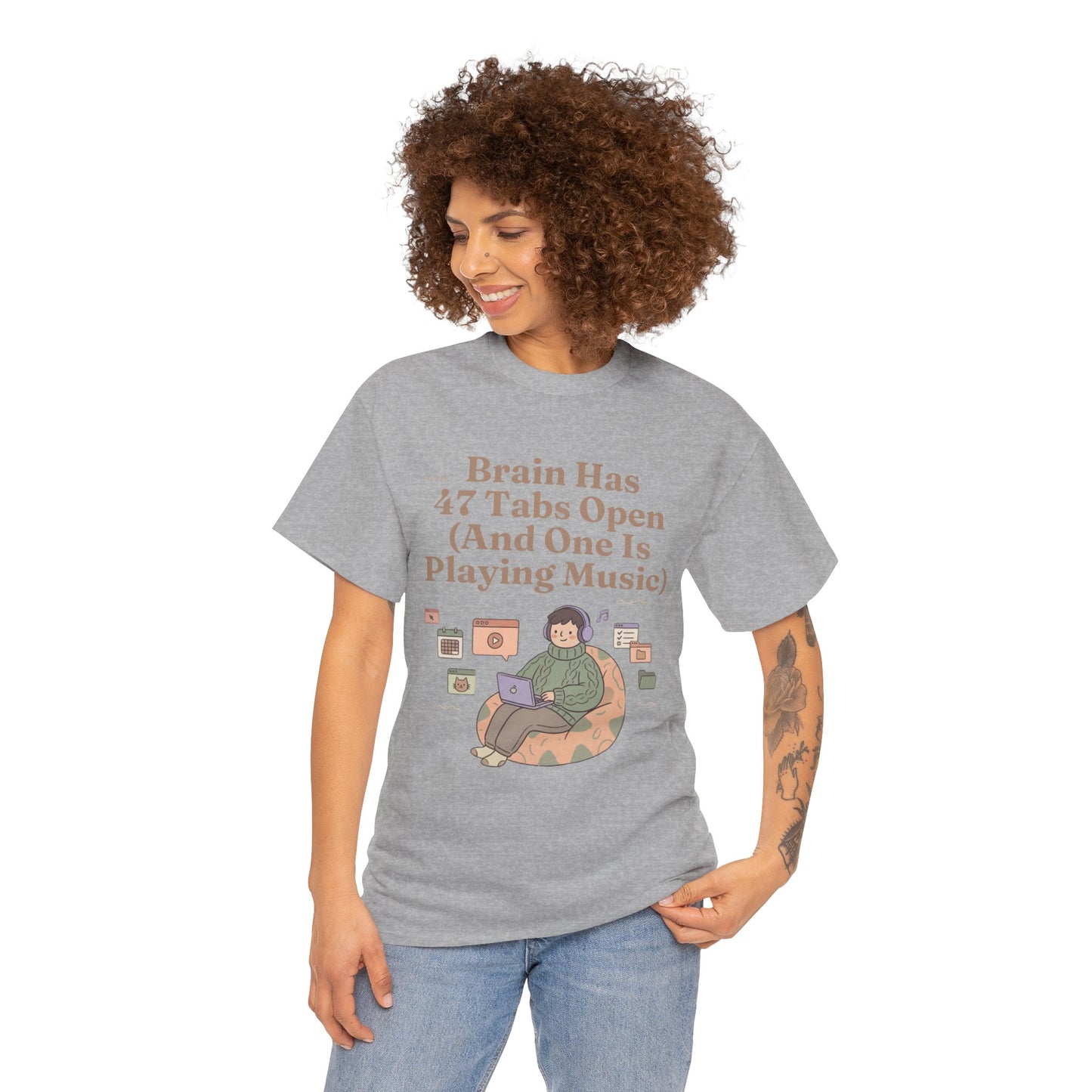 ADHD Lofi Aesthetic: 'Brain Has 47 Tabs Open (And One Is Playing Music)' Graphic Tee