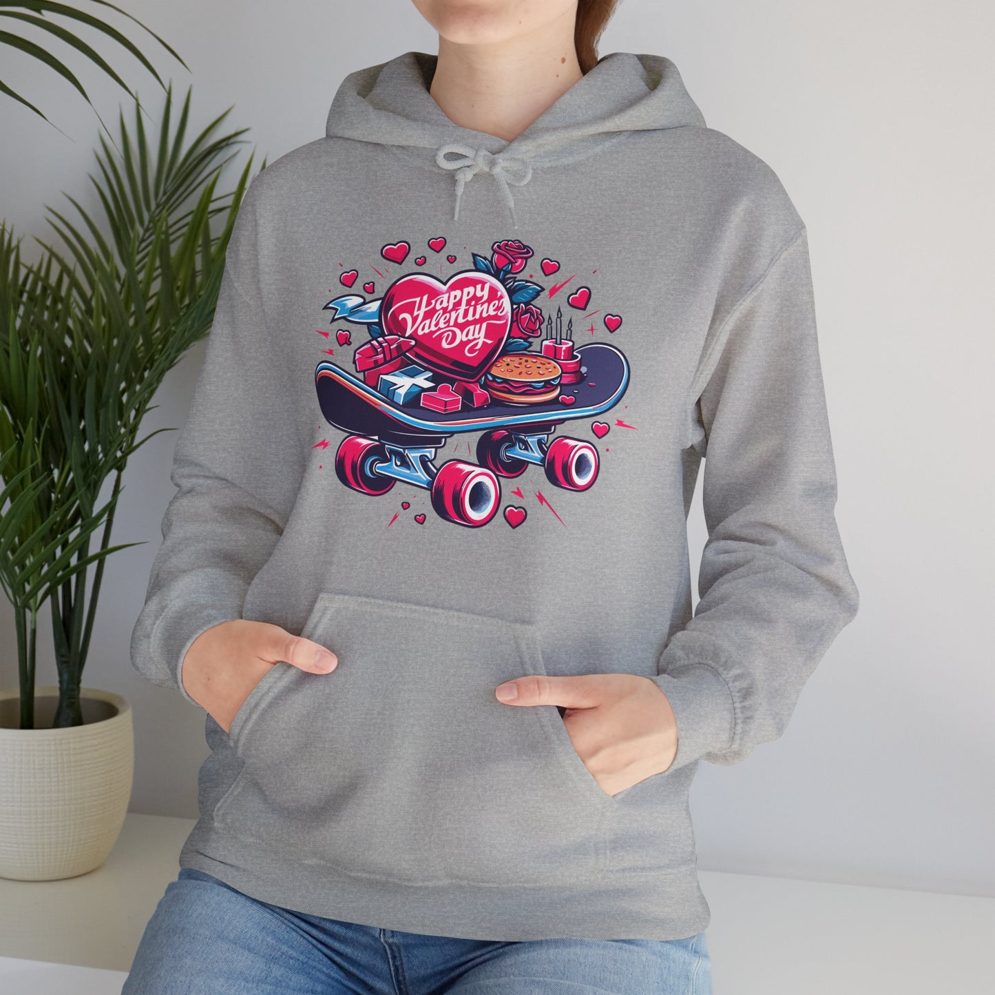 Skateboard Valentine's Hoodie | Edgy "Ride & Love" Graphic Sweatshirt | Funny Skater Gift
