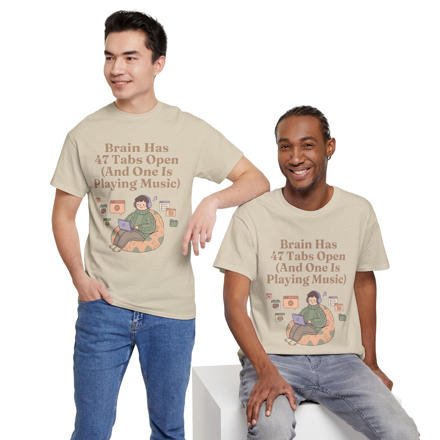 ADHD Lofi Aesthetic: 'Brain Has 47 Tabs Open (And One Is Playing Music)' Graphic Tee