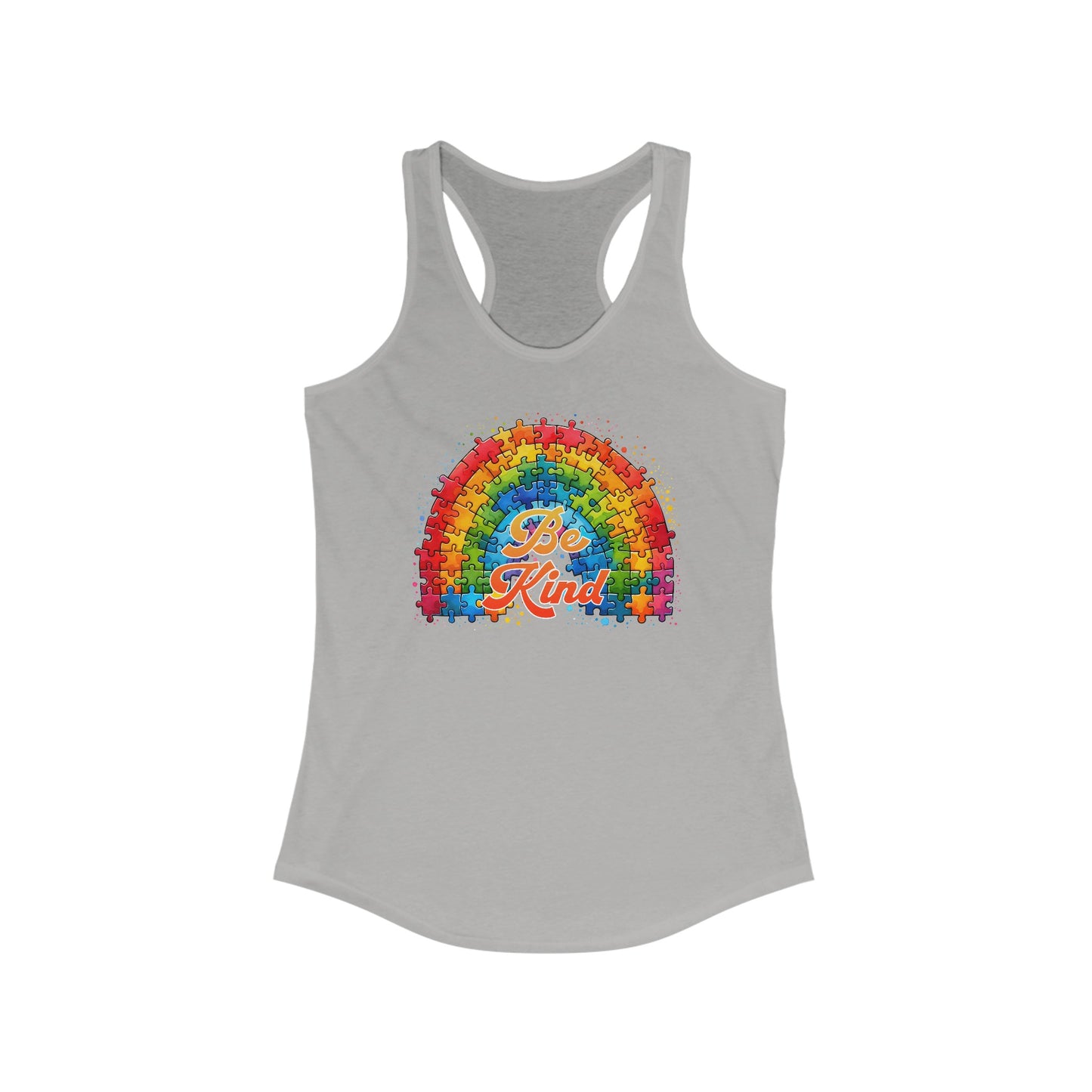 Women’s Autism Awareness Tank Top - Vibrant ‘Be Kind’ Puzzle Design