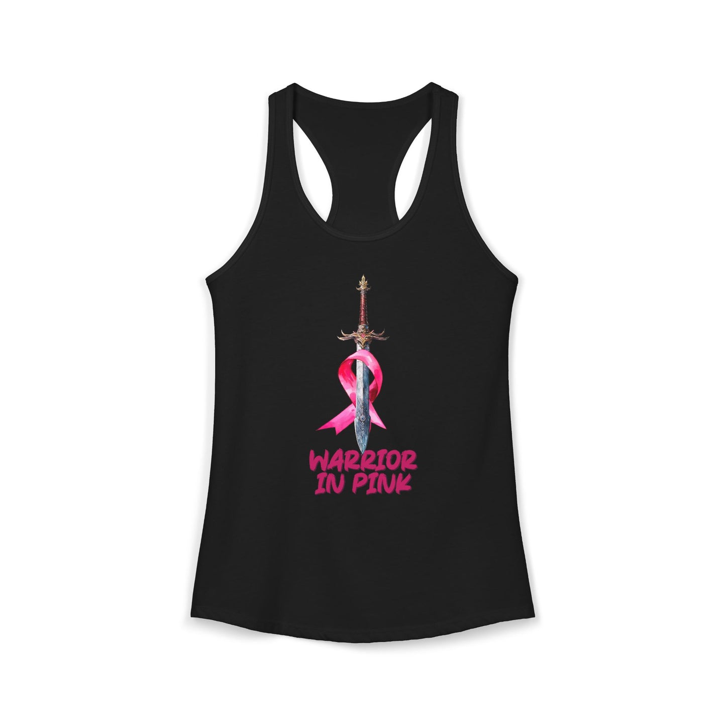 Warrior in Pink Tank Top | Breast Cancer Awareness Racerback | Sword & Ribbon Survivor Shirt | Support Squad Gift | Women's Activewear