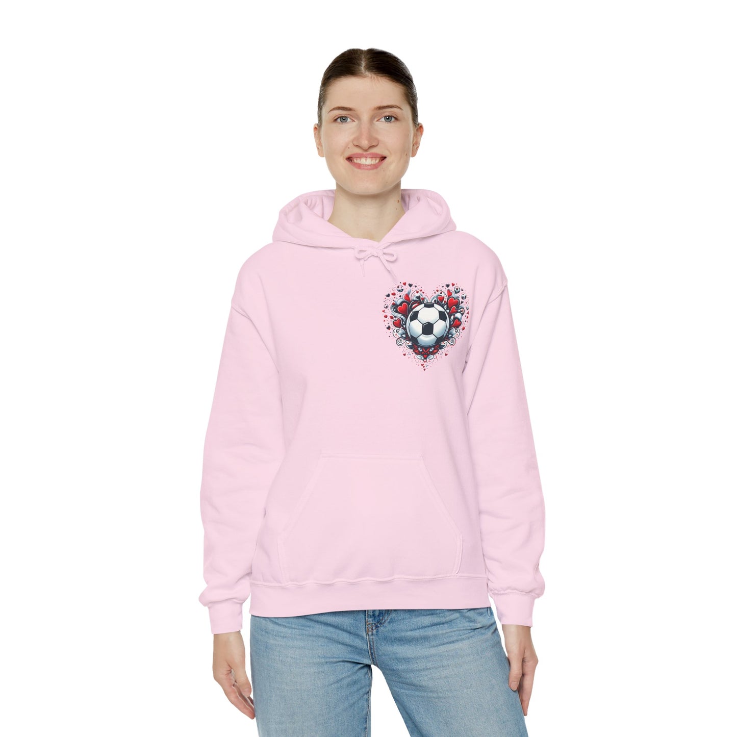 Love the Game Soccer Heart Hoodie | Minimalist Left-Chest Print | Soccer Mom & Fan Gift