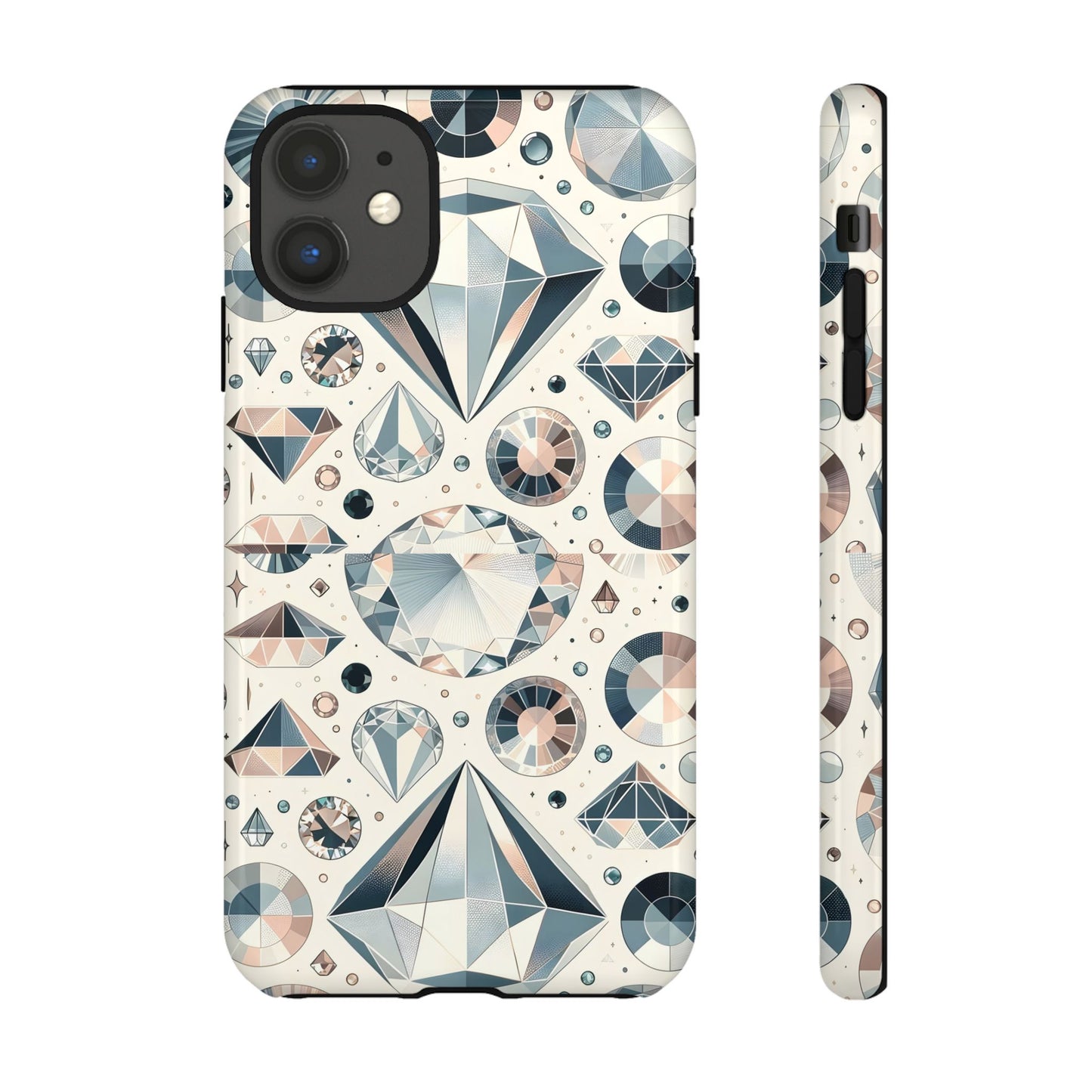 Diamond Pattern iPhone Case | Dual Layer Tough Cover | Luxury Gemstone Print | Glossy or Matte Finish | Shockproof Polycarbonate & TPU Shell