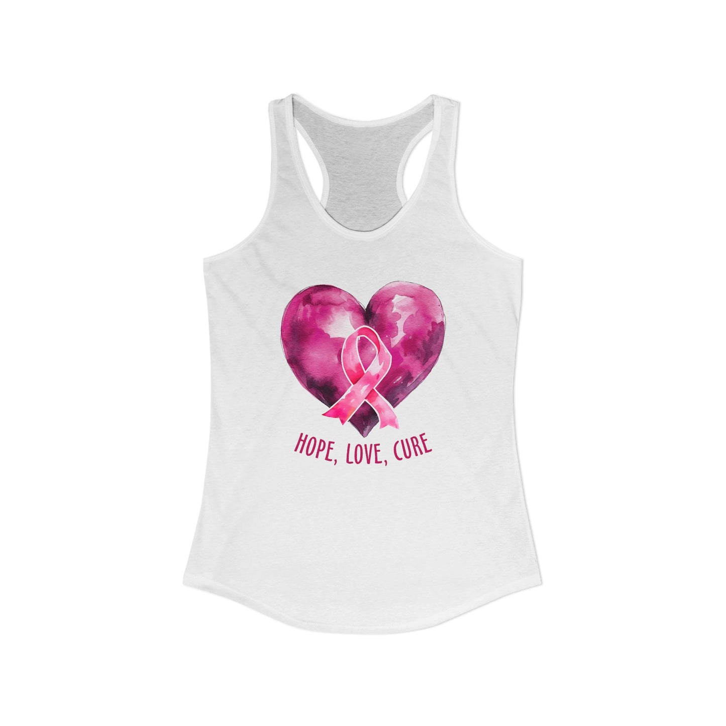 Heart of Hope" Watercolor Pink Ribbon Tank | Breast Cancer Awareness Racerback | Survivor & Support Shirt