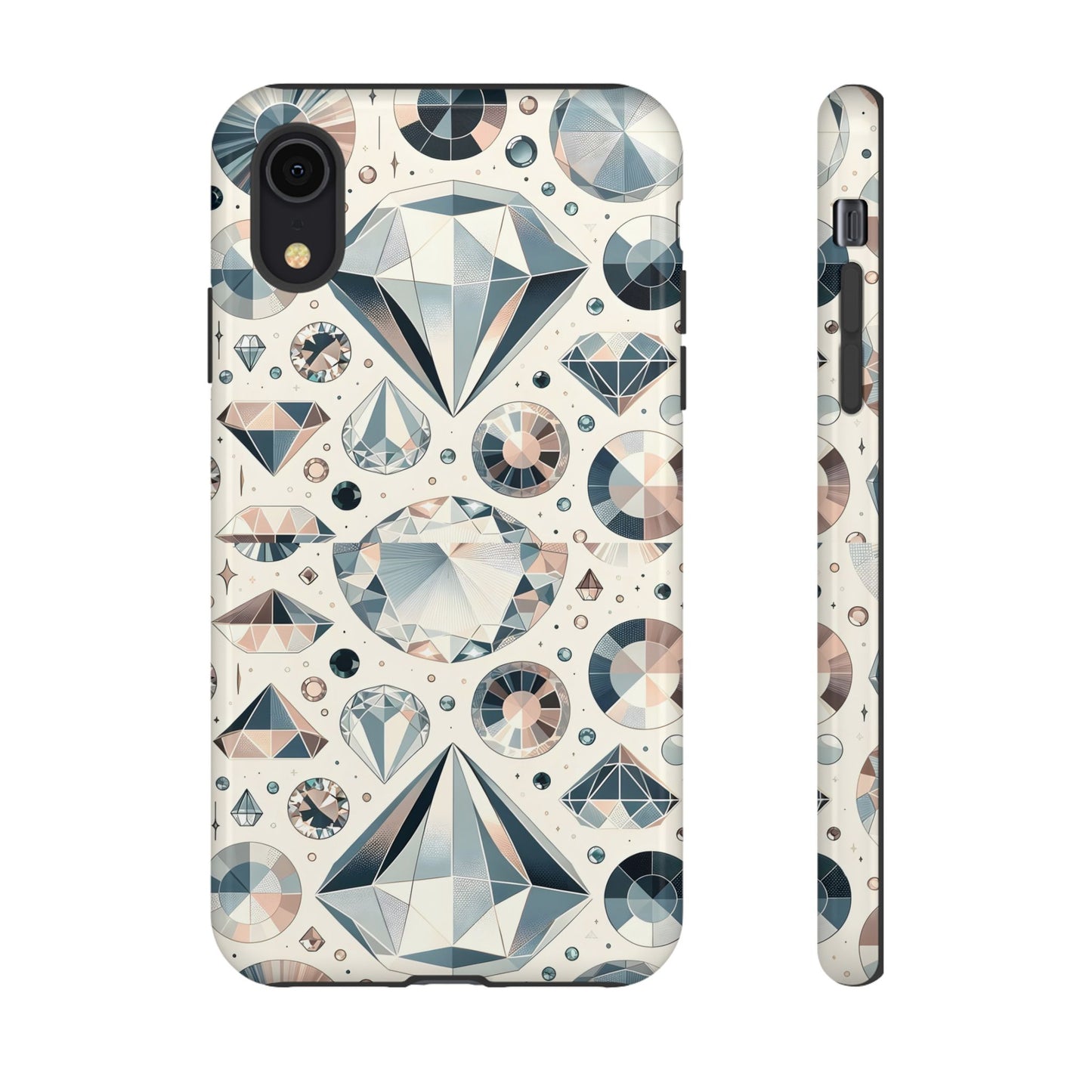Diamond Pattern iPhone Case | Dual Layer Tough Cover | Luxury Gemstone Print | Glossy or Matte Finish | Shockproof Polycarbonate & TPU Shell