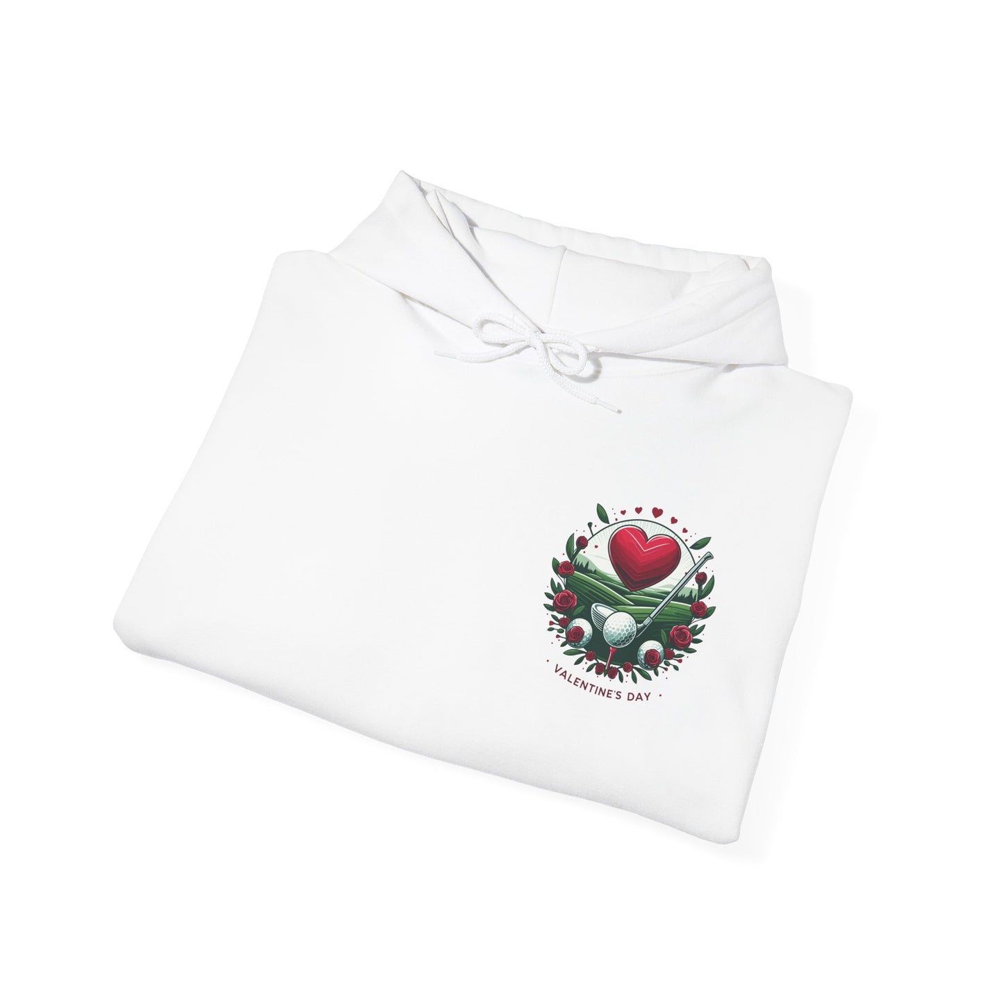Viral Valentines Golf Heart Hoodie - Cute Roses & Golf Ball Graphic Unisex Sweatshirt - Unique Romantic Golfer Gift