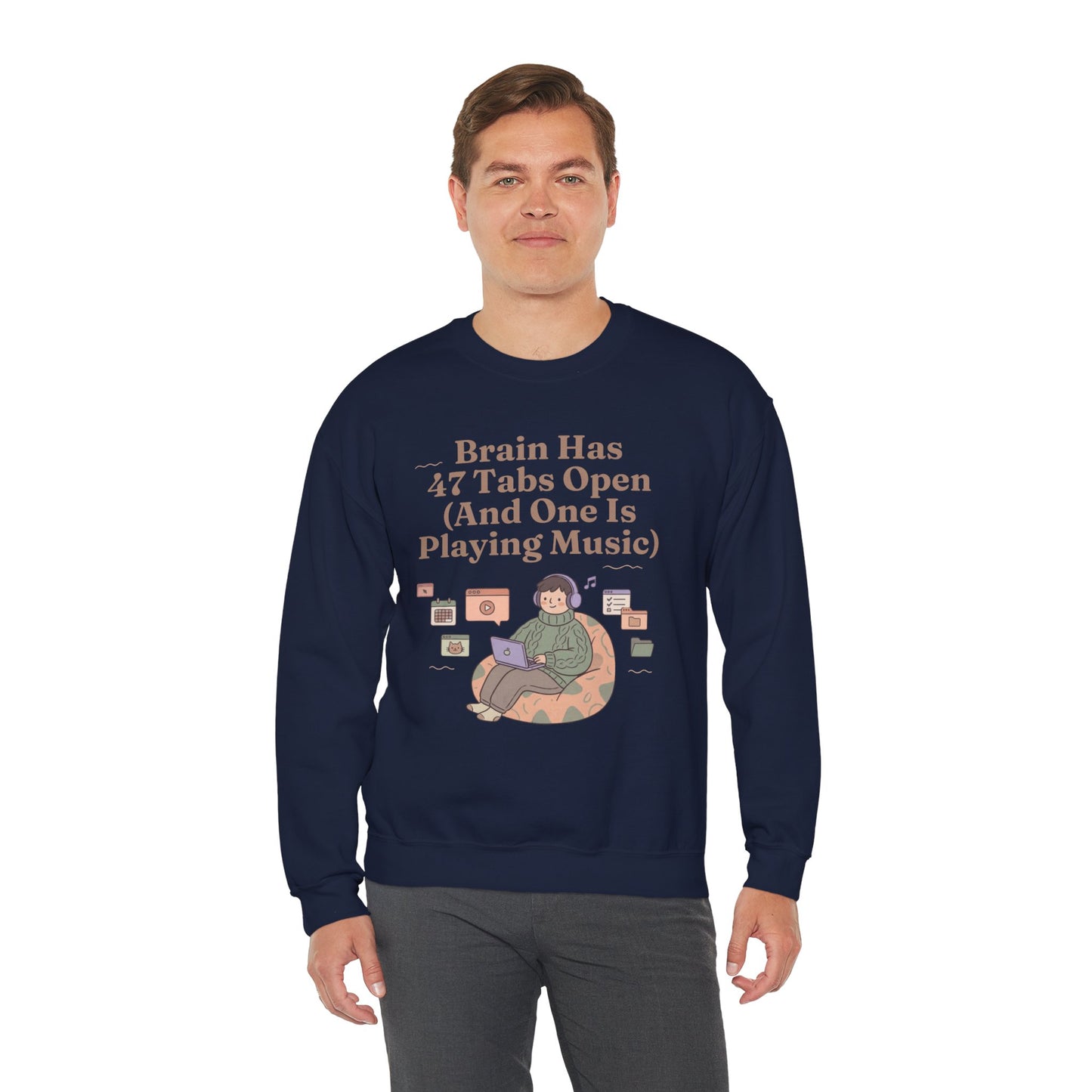 Hyperfocus Mode: '47 Tabs Open & Playing Music' Neurospicy Lofi Sweatshirt