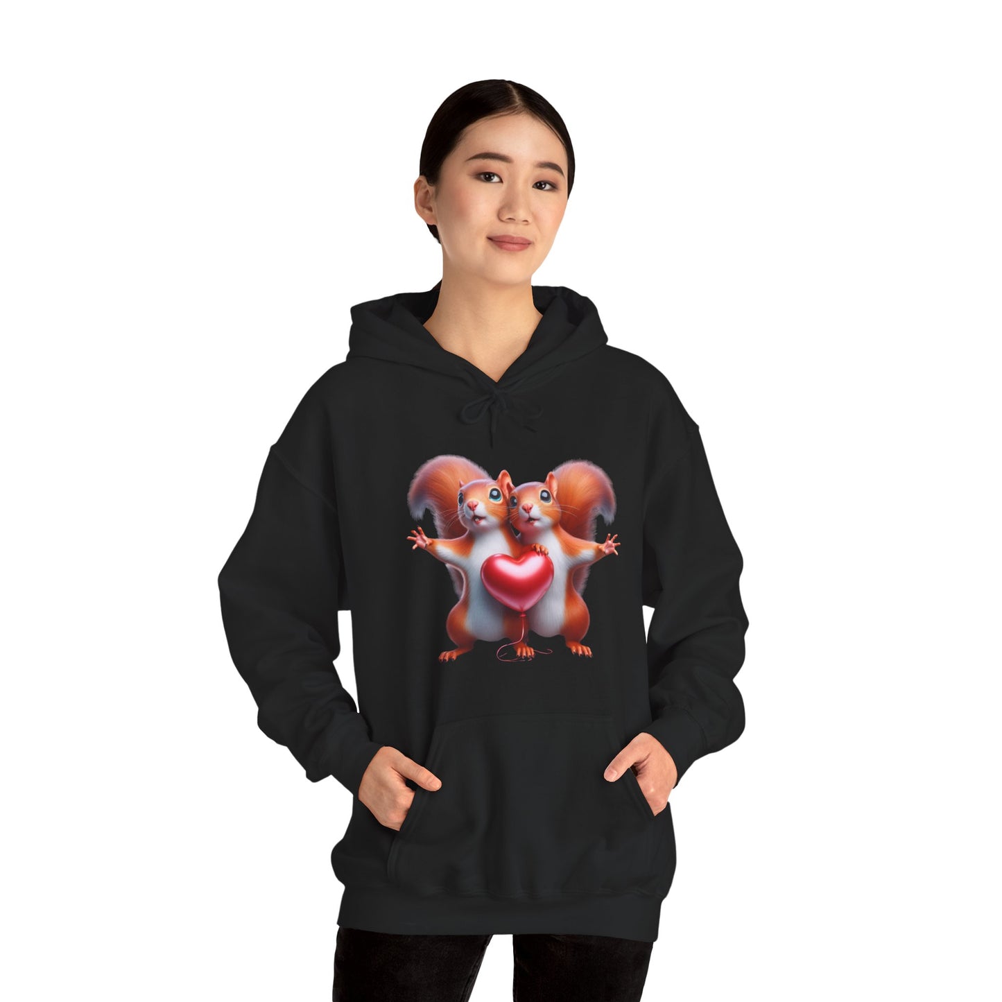 Squirrel Couple Heart Hoodie," "Cute Animal Hoodie