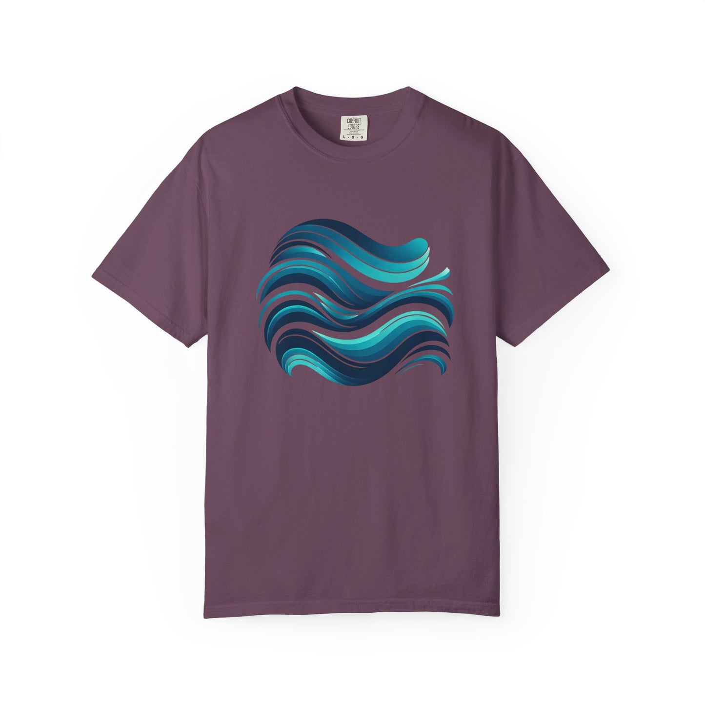 Abstract Ocean Wave T-Shirt  Modern Aqua Design   Artistic Sea Wave