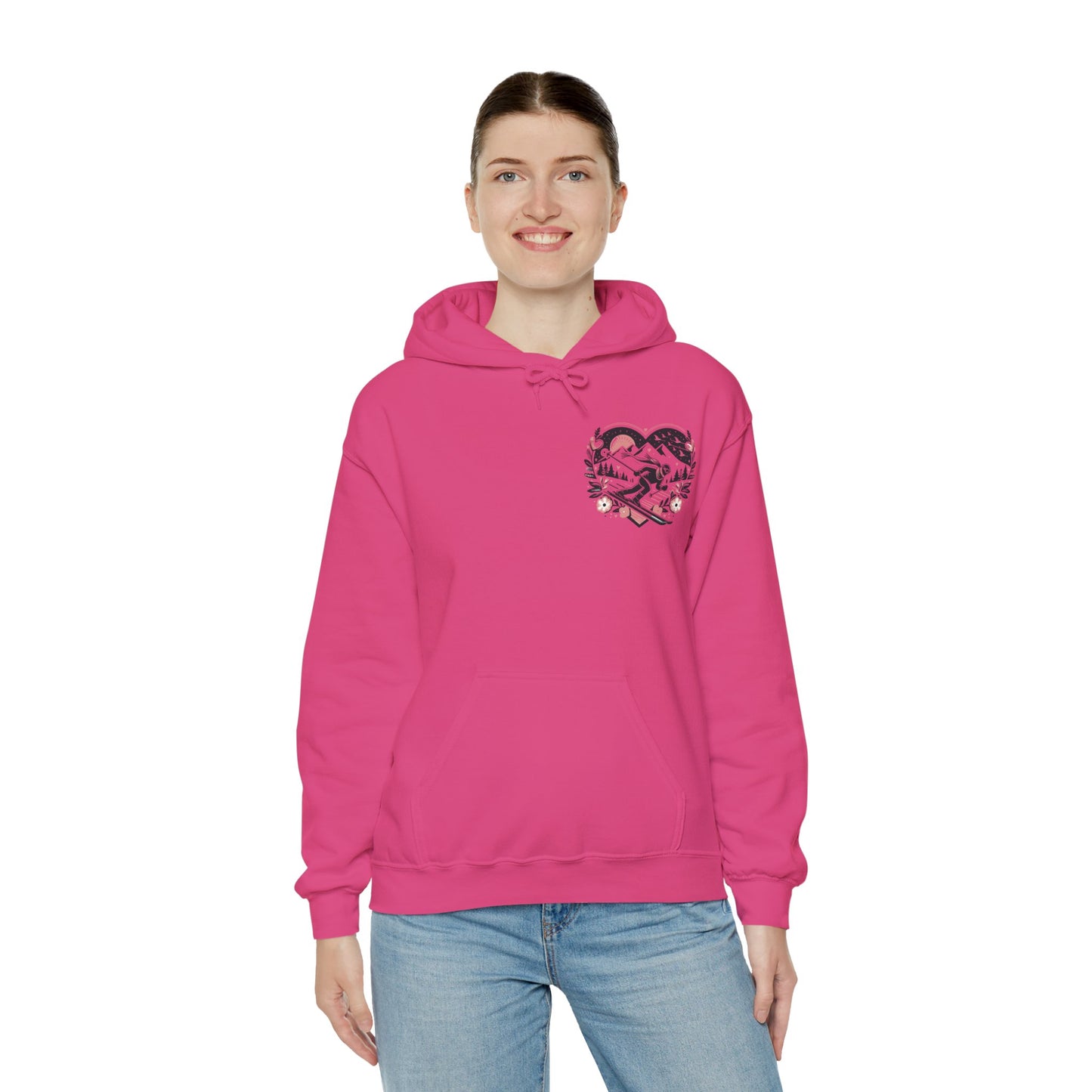 Love the Slopes" Skiing Hoodie | Mountain Heart Illustrated Sweatshirt | Après Ski & Winter Sports Gift