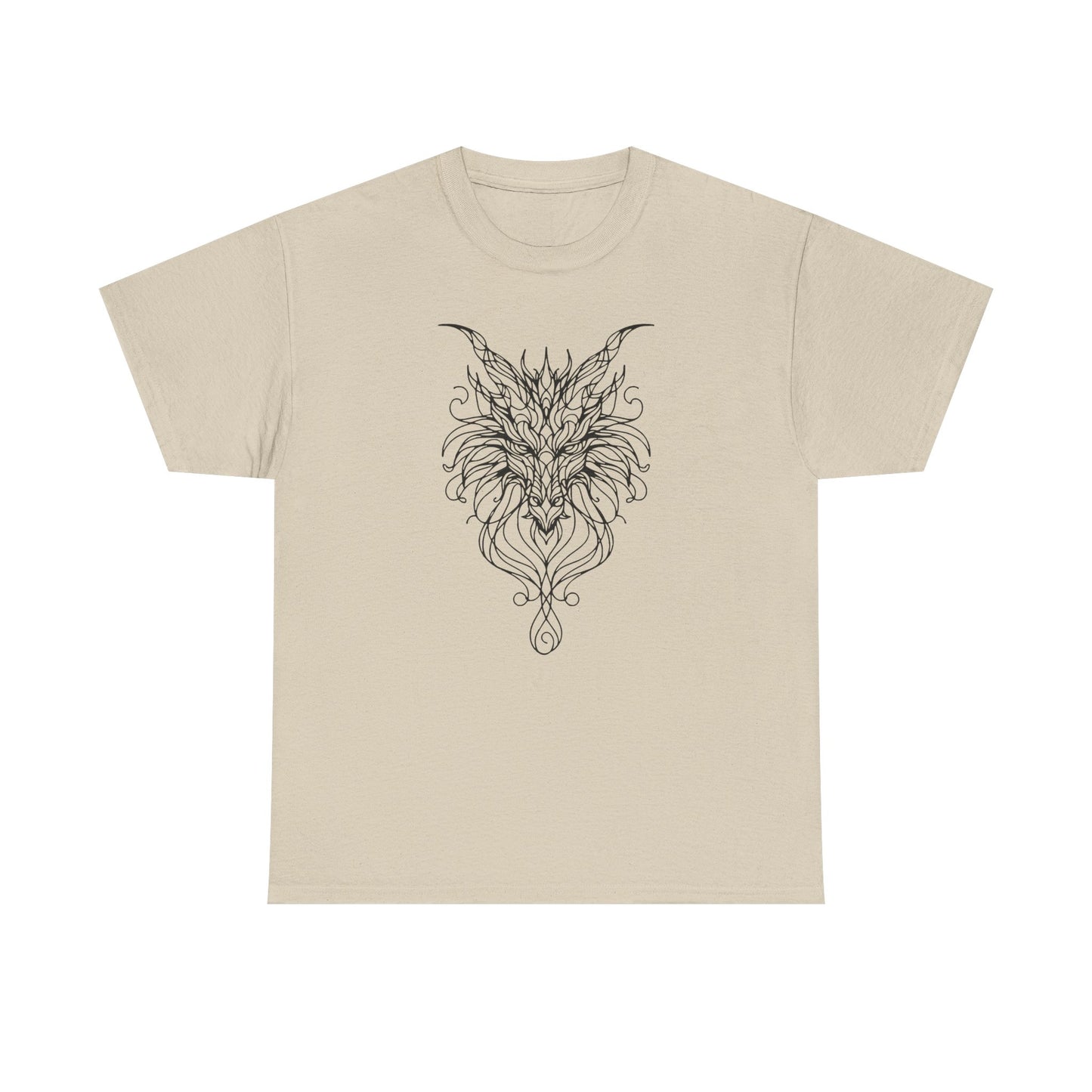 Dragon Line Art Shirt | Mythical Creature Sketch Tee | Minimalist Tattoo Style Top | Intricate Fantasy Art Gift | Unisex White T-Shirt