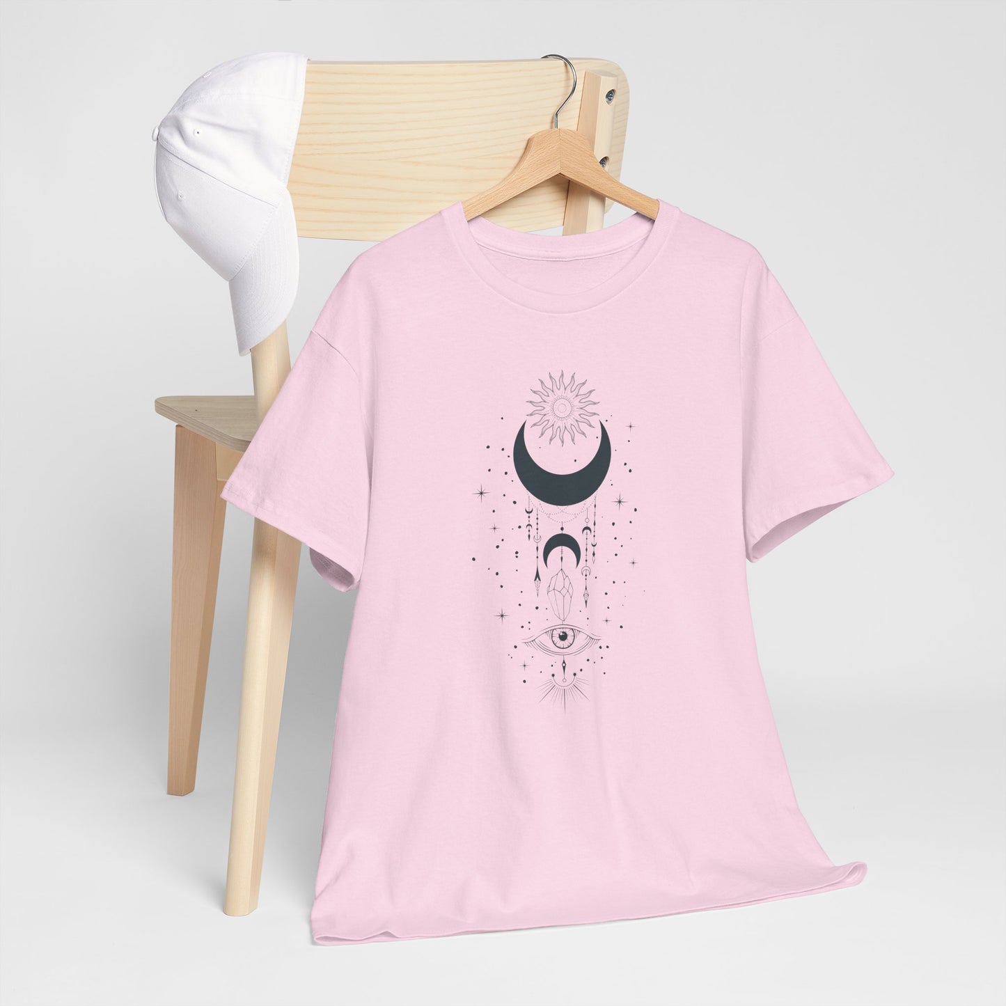 Celestial Moon & Sun Shirt | Boho Mystical Line Art Tee | Spiritual Astrology Gift | Heavy Cotton Unisex Top | Witchy Yoga T-Shirt