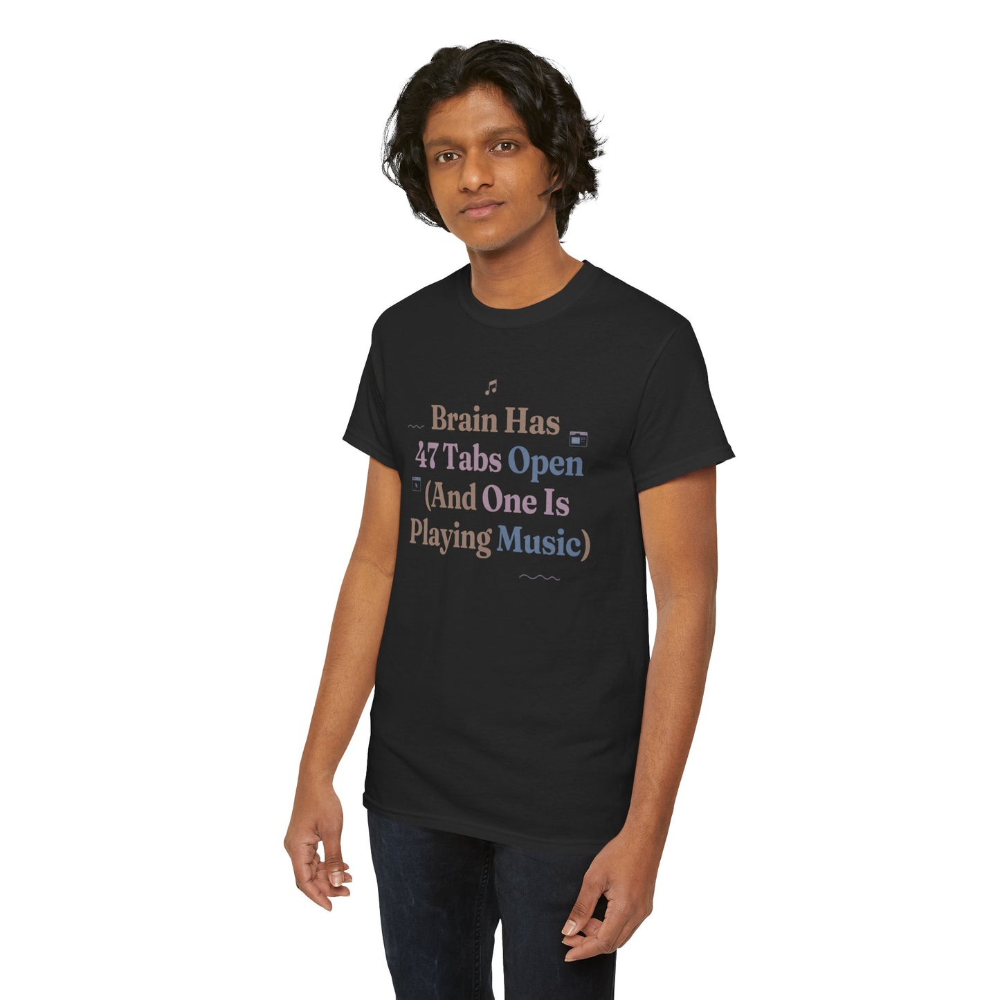 ADHD Lofi Aesthetic: 'Brain Has 47 Tabs Open (And One Is Playing Music)' Graphic Tee