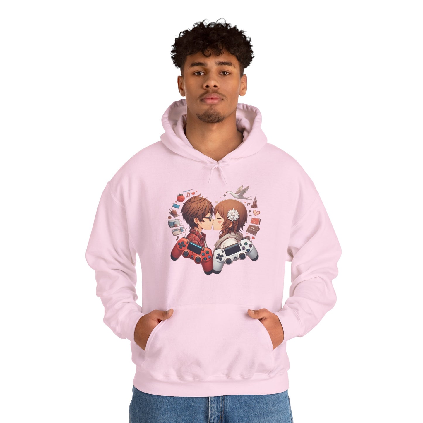 Retro Cyberpunk Gaming Couple Hoodie | Kawaii Valentine's Day Gamer Gift