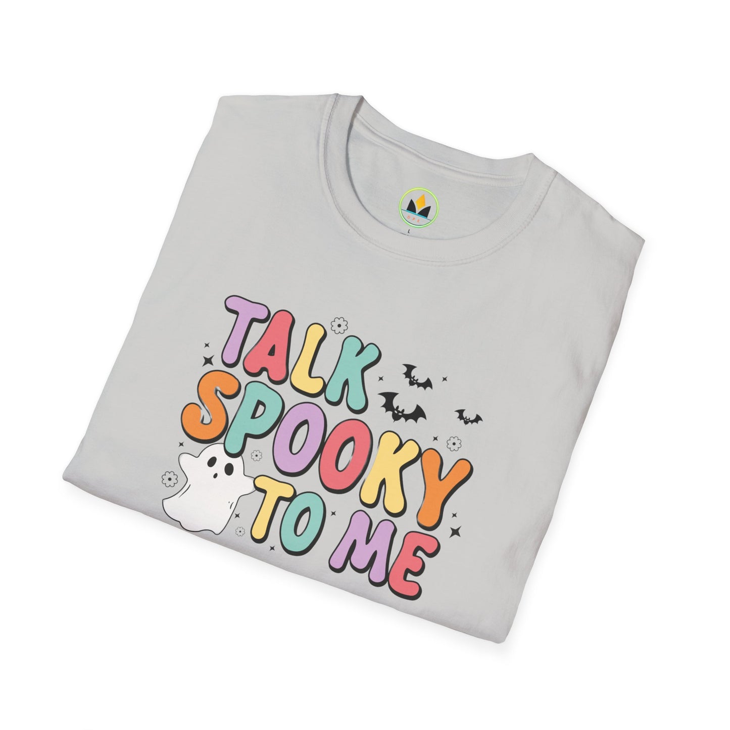 Talk Spooky To Me – Cute Pastel Ghost Halloween T‑Shirt for Spooky Season Lovers