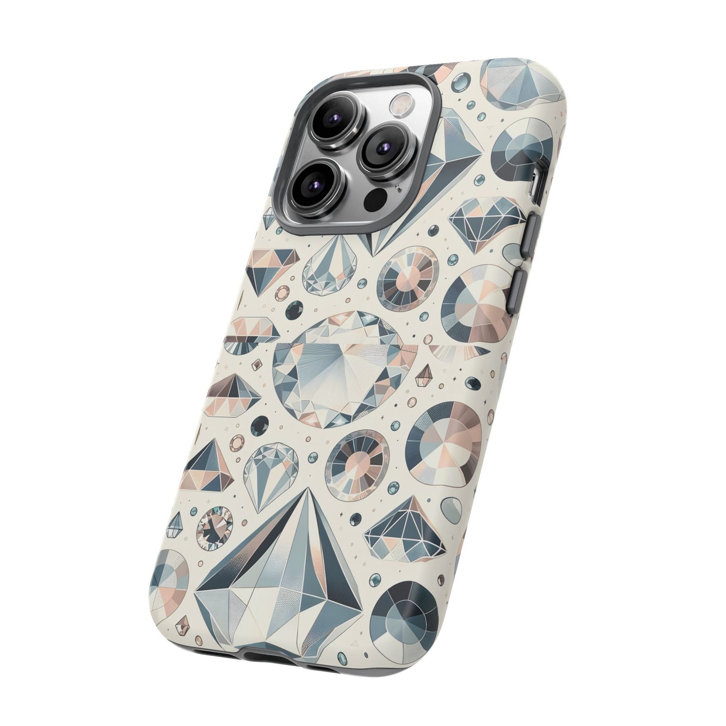 Diamond Pattern iPhone Case | Dual Layer Tough Cover | Luxury Gemstone Print | Glossy or Matte Finish | Shockproof Polycarbonate & TPU Shell