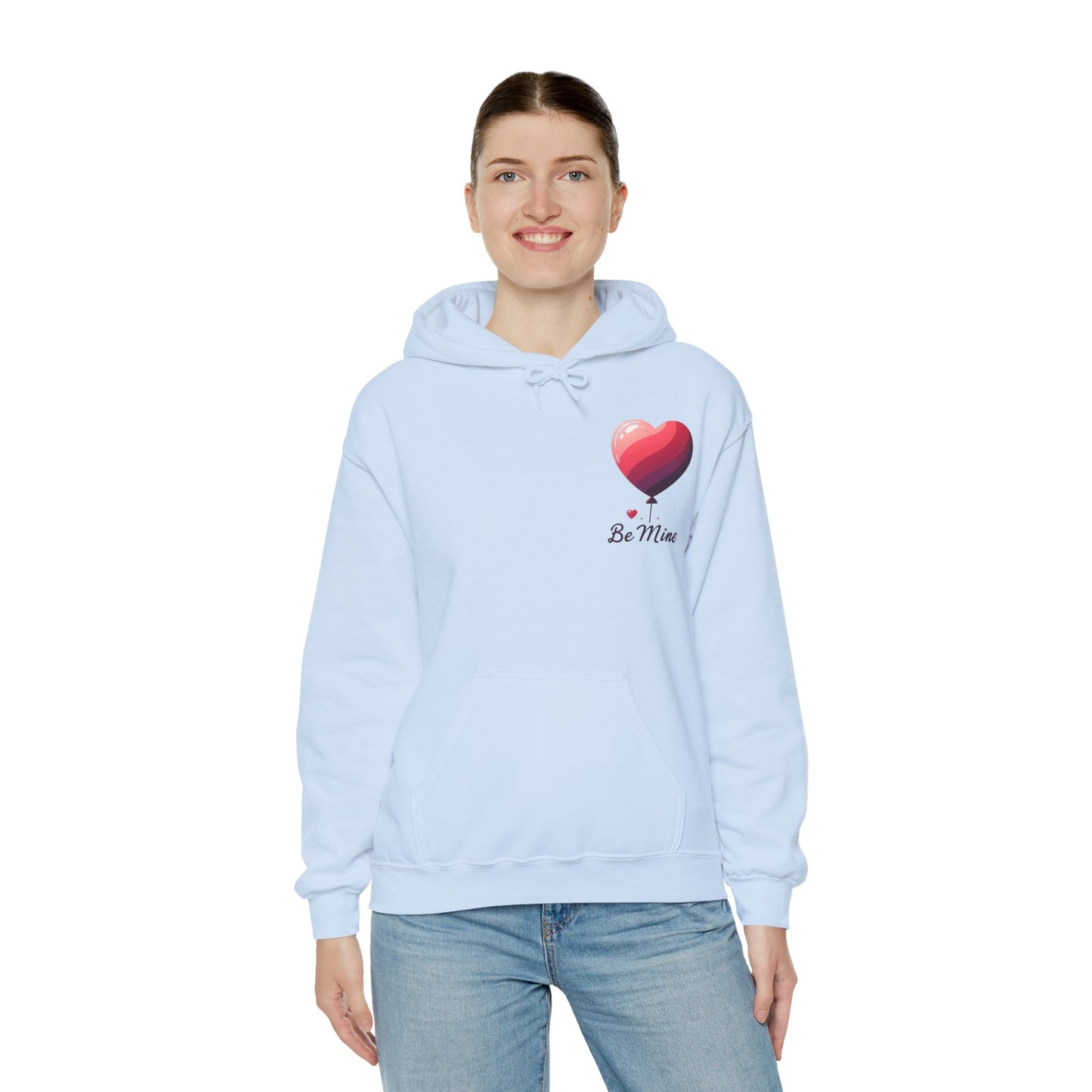Minimalist Be Mine Valentine Heart Balloon Hoodie | Aesthetic Romantic Couple Sweatshirt