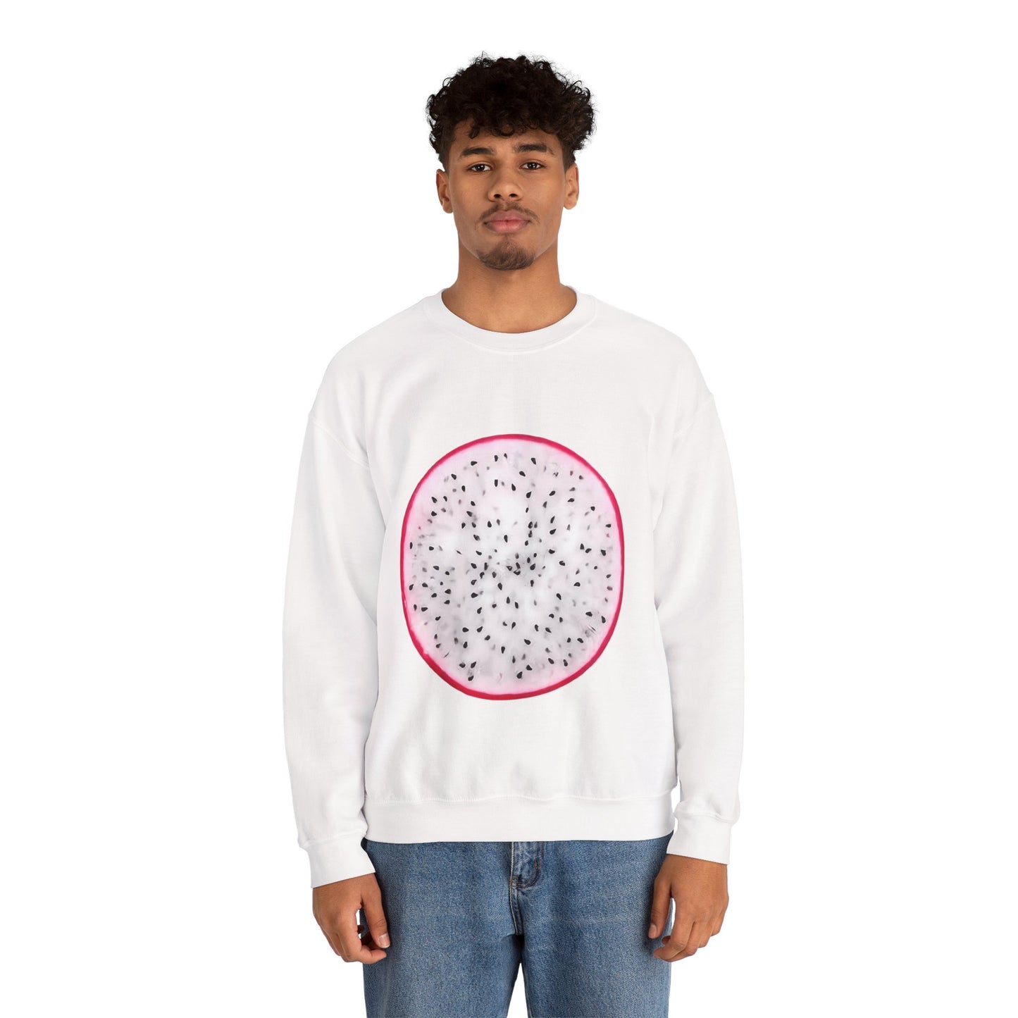 Dragon Fruit Slice Crewneck Sweatshirt | Aesthetic "Pitaya" Pullover | Funny Lazy Halloween Costume & Foodie Gif
