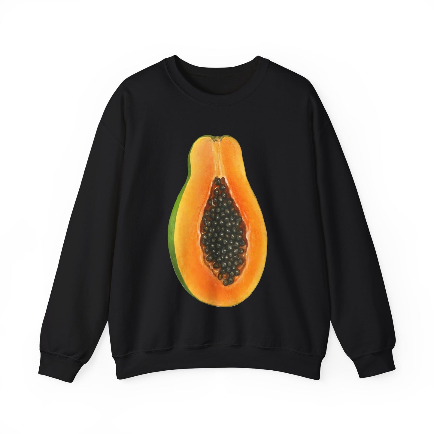 Papaya Slice Crewneck Sweatshirt | Aesthetic Tropical Fruit Pullover | Funny Lazy Halloween Costume & Foodie Gift