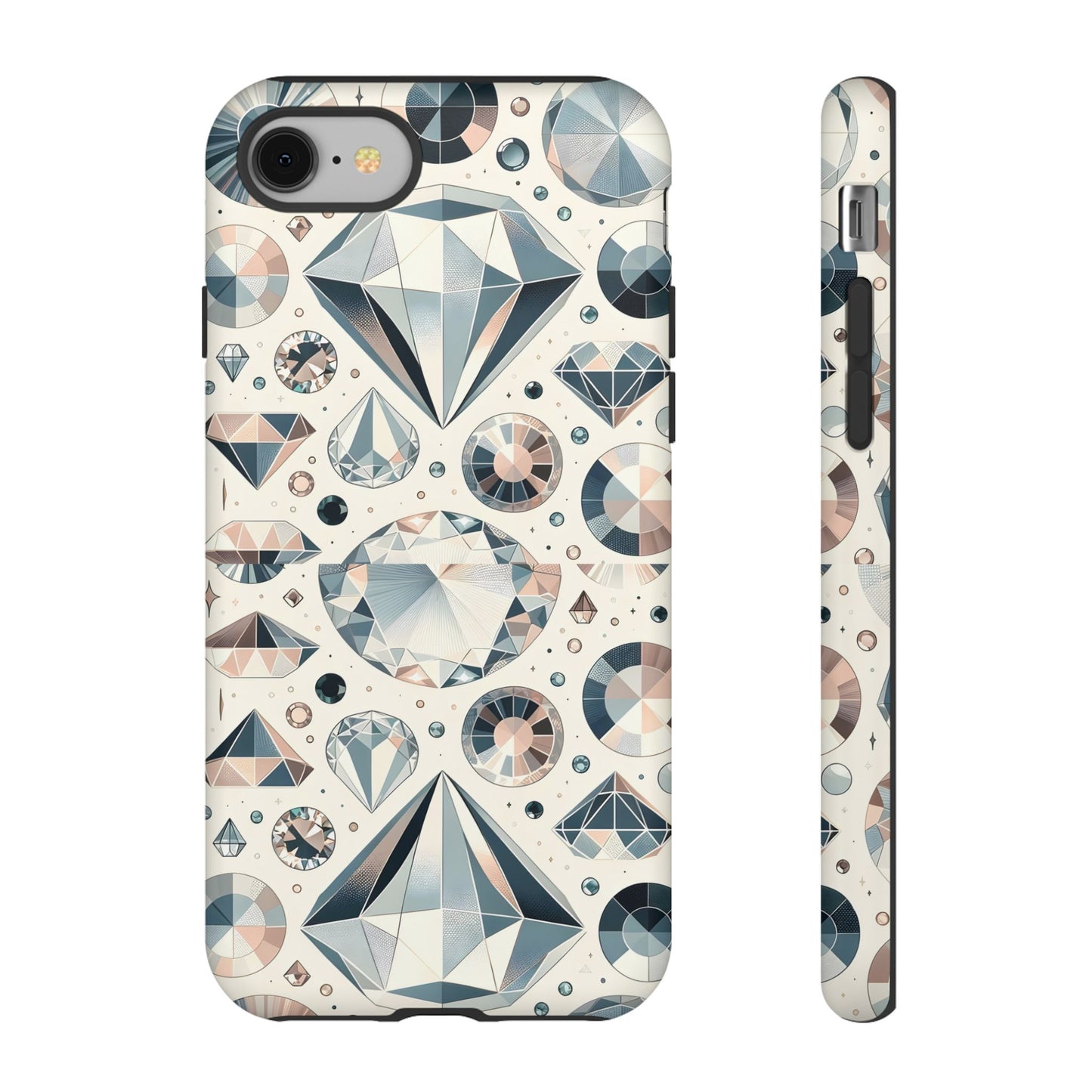 Diamond Pattern iPhone Case | Dual Layer Tough Cover | Luxury Gemstone Print | Glossy or Matte Finish | Shockproof Polycarbonate & TPU Shell