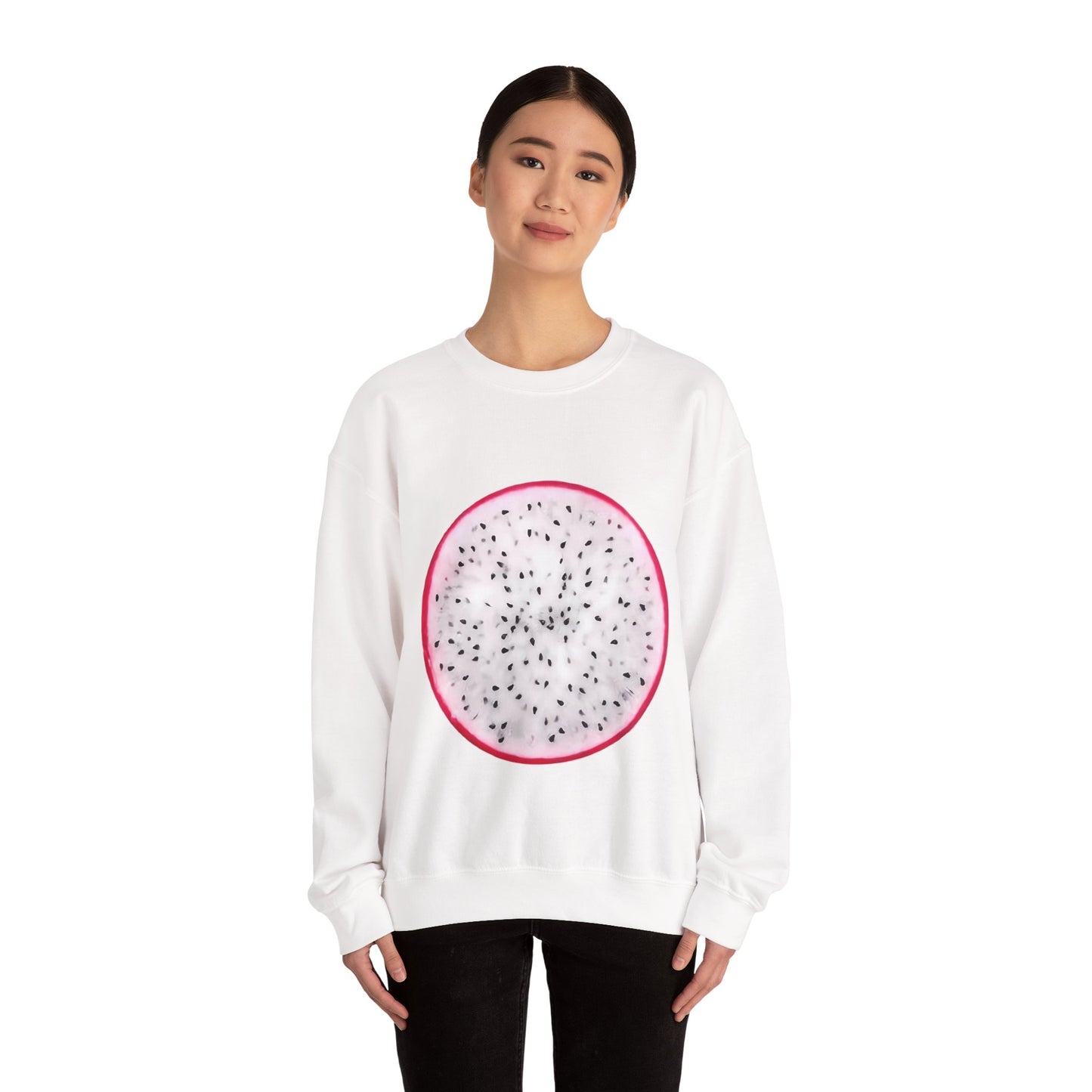 Dragon Fruit Slice Crewneck Sweatshirt | Aesthetic "Pitaya" Pullover | Funny Lazy Halloween Costume & Foodie Gif