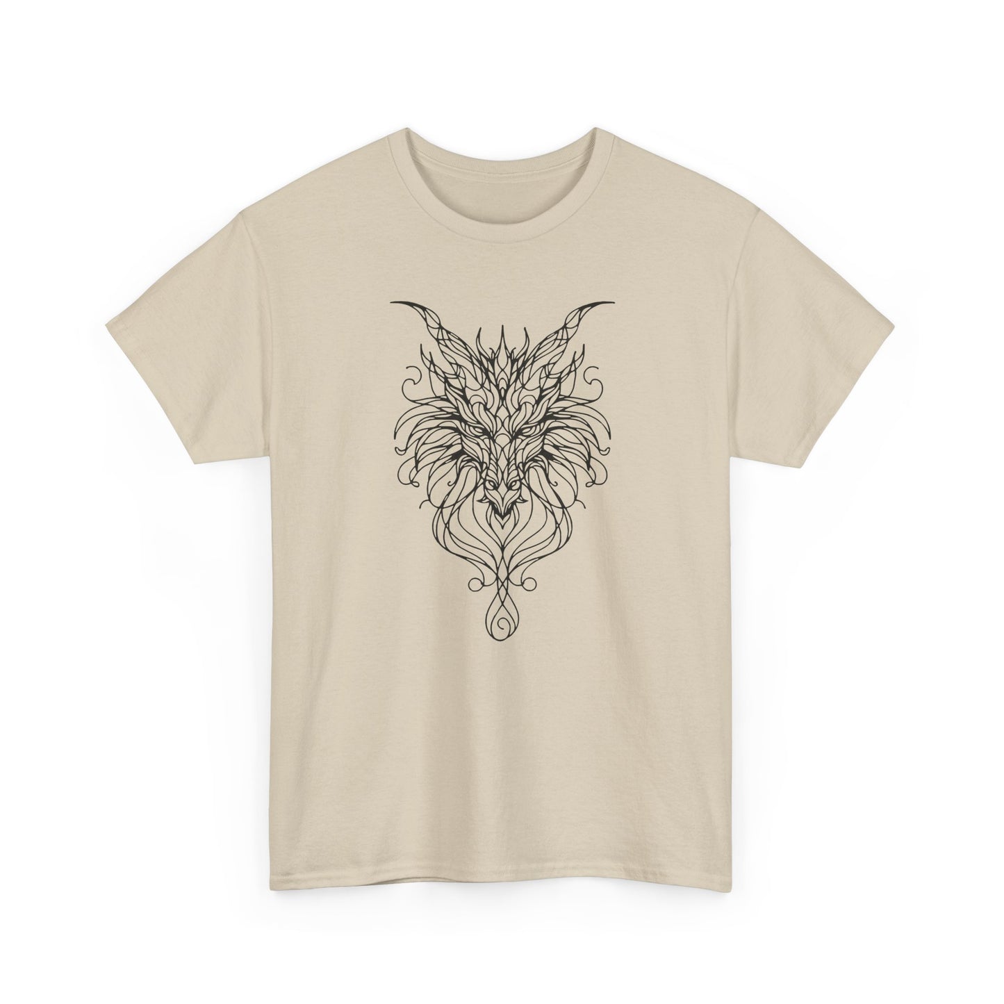 Dragon Line Art Shirt | Mythical Creature Sketch Tee | Minimalist Tattoo Style Top | Intricate Fantasy Art Gift | Unisex White T-Shirt