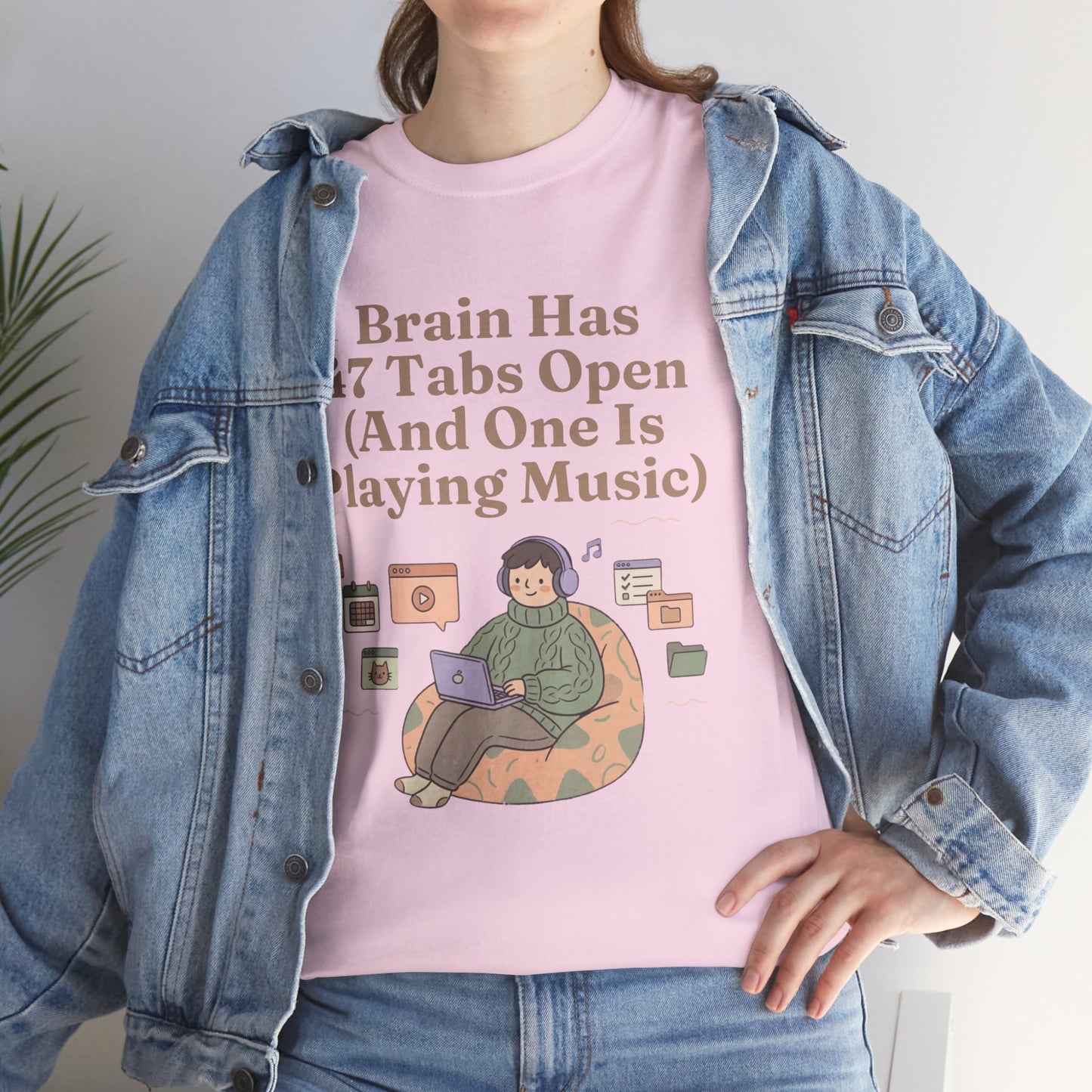 ADHD Lofi Aesthetic: 'Brain Has 47 Tabs Open (And One Is Playing Music)' Graphic Tee