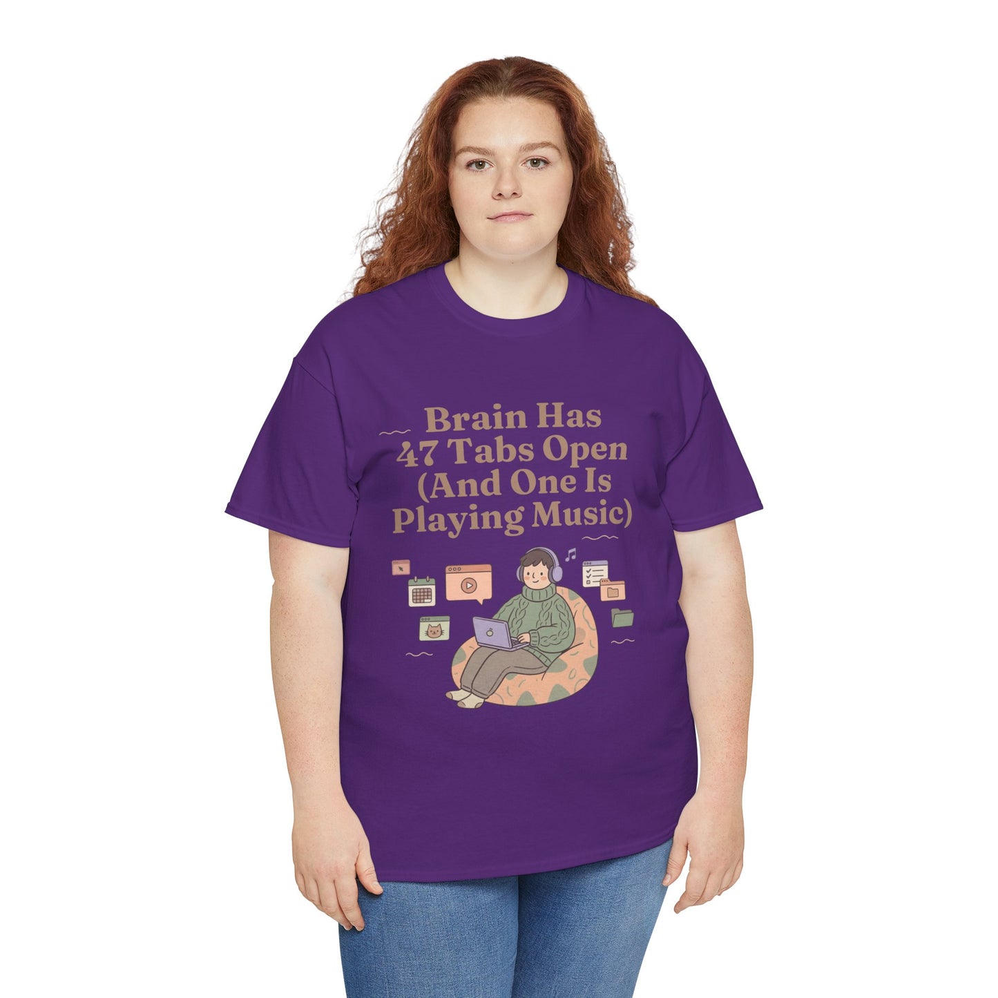 ADHD Lofi Aesthetic: 'Brain Has 47 Tabs Open (And One Is Playing Music)' Graphic Tee