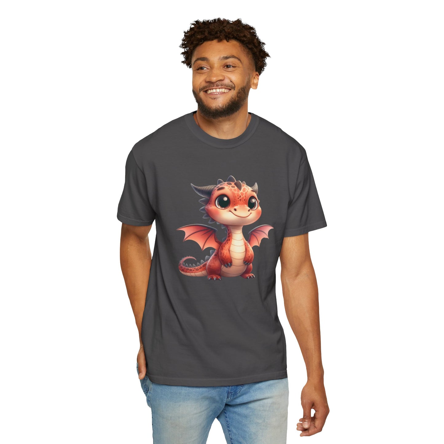 Playful Whimsy Dragon - Unique Cartoon-Style Dragon T-Shirt Design for Fun and Fantasy Lovers