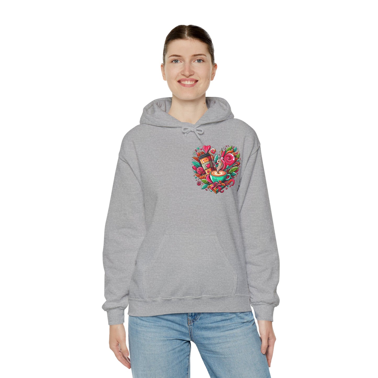 Urban Brew: Vibrant Graffiti Coffee Love Heart Hoodie
