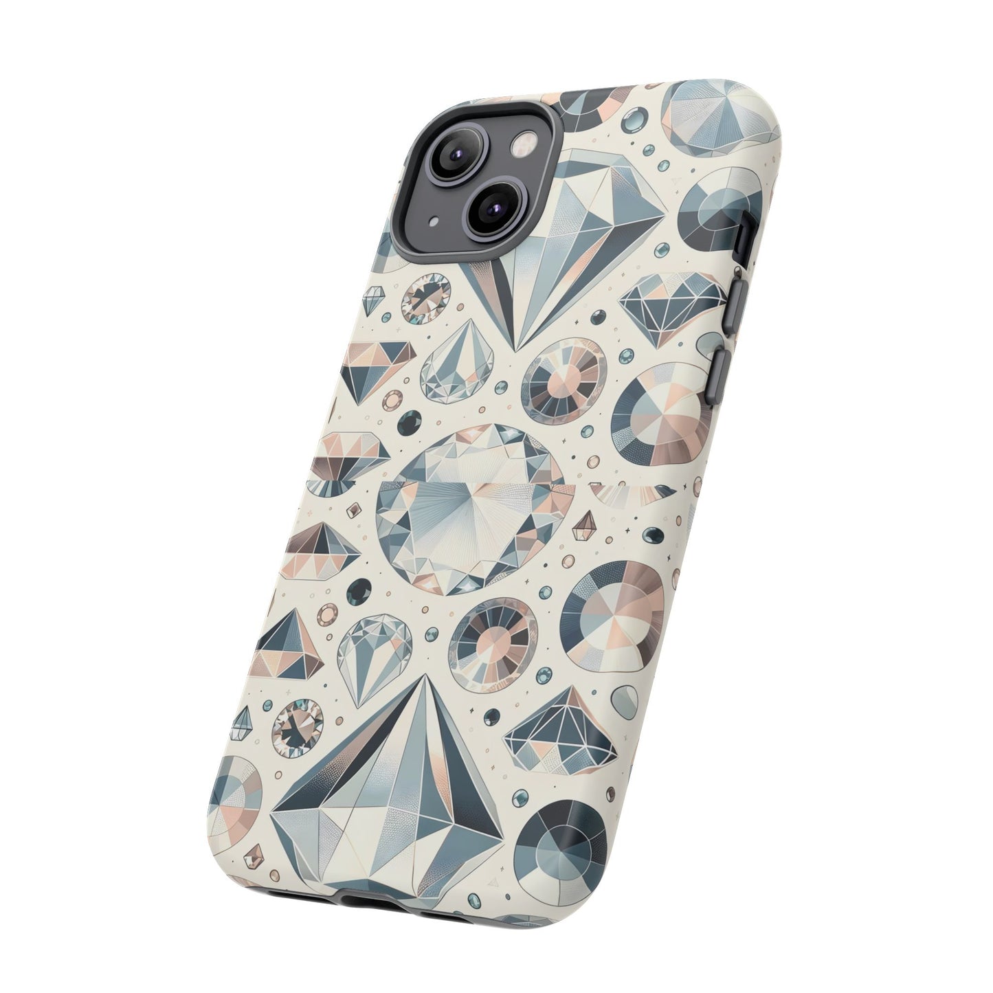 Diamond Pattern iPhone Case | Dual Layer Tough Cover | Luxury Gemstone Print | Glossy or Matte Finish | Shockproof Polycarbonate & TPU Shell