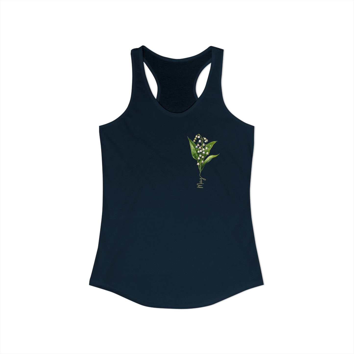 May Birth Flower Elegance – Lily of the Valley Women’s Racerback Tank