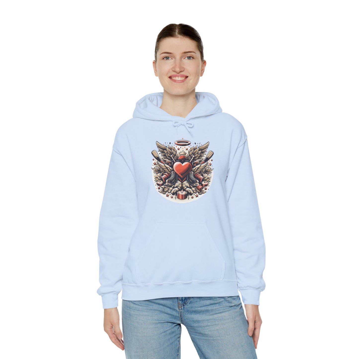 Hockey Heart & Angel Wings Hoodie | Edgy "Love the Game" Sweatshirt | Unique Sports Valentine's Gift