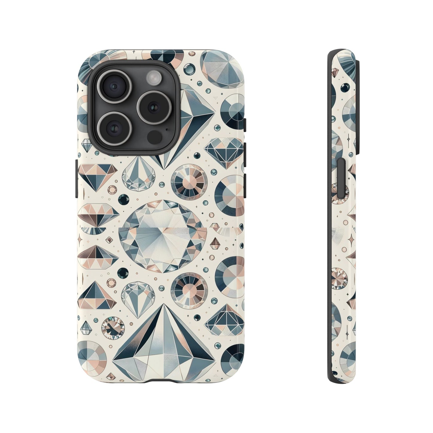 Diamond Pattern iPhone Case | Dual Layer Tough Cover | Luxury Gemstone Print | Glossy or Matte Finish | Shockproof Polycarbonate & TPU Shell