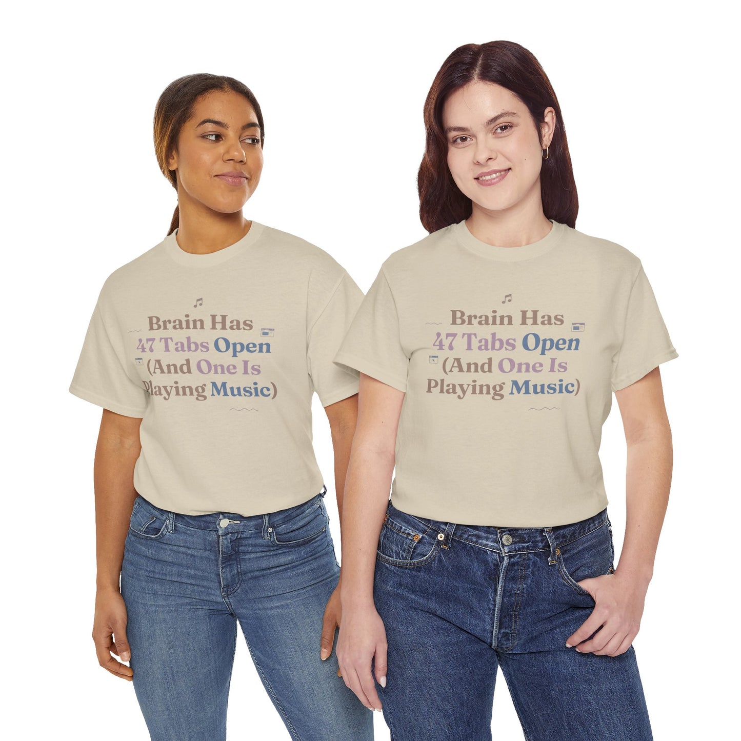 ADHD Lofi Aesthetic: 'Brain Has 47 Tabs Open (And One Is Playing Music)' Graphic Tee
