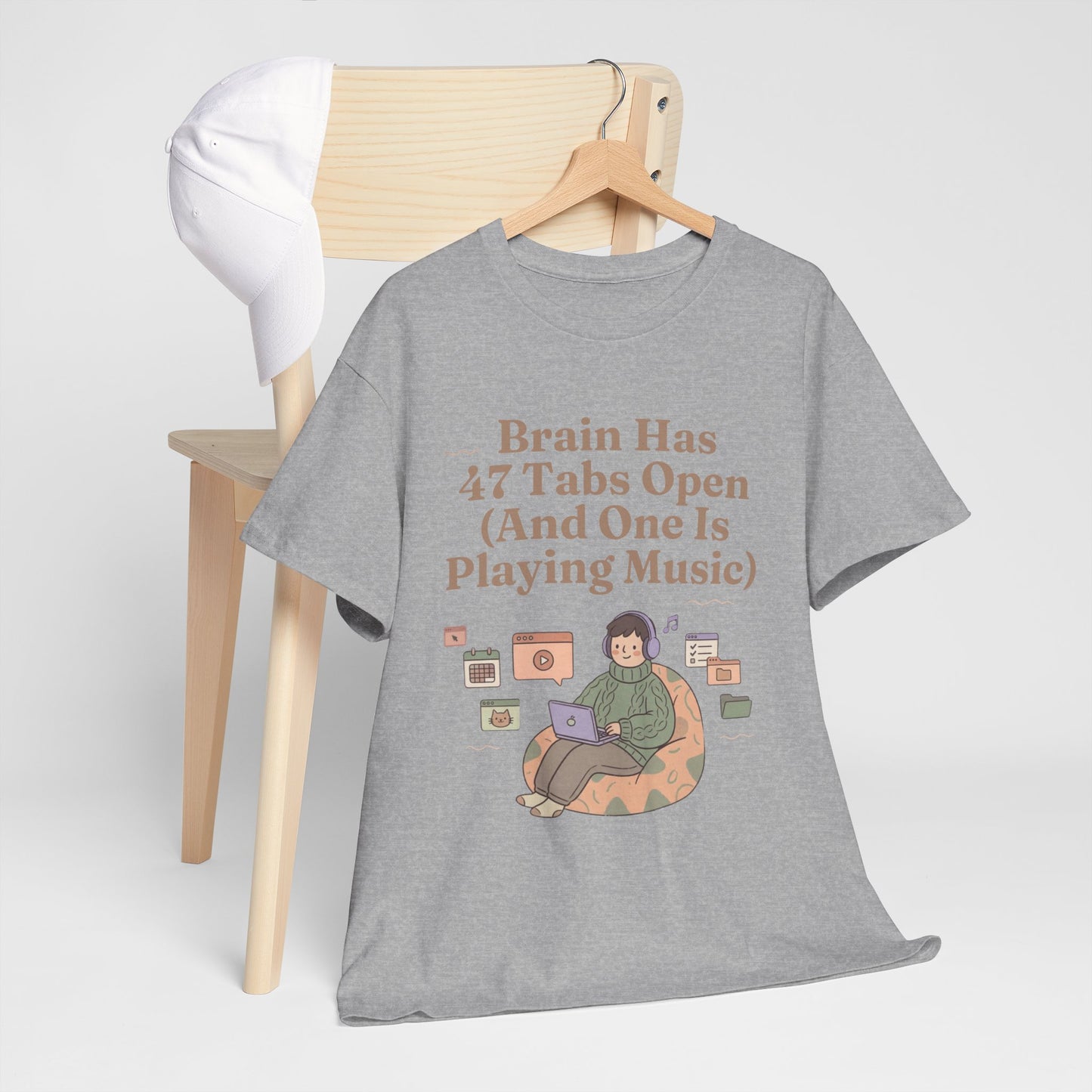 ADHD Lofi Aesthetic: 'Brain Has 47 Tabs Open (And One Is Playing Music)' Graphic Tee
