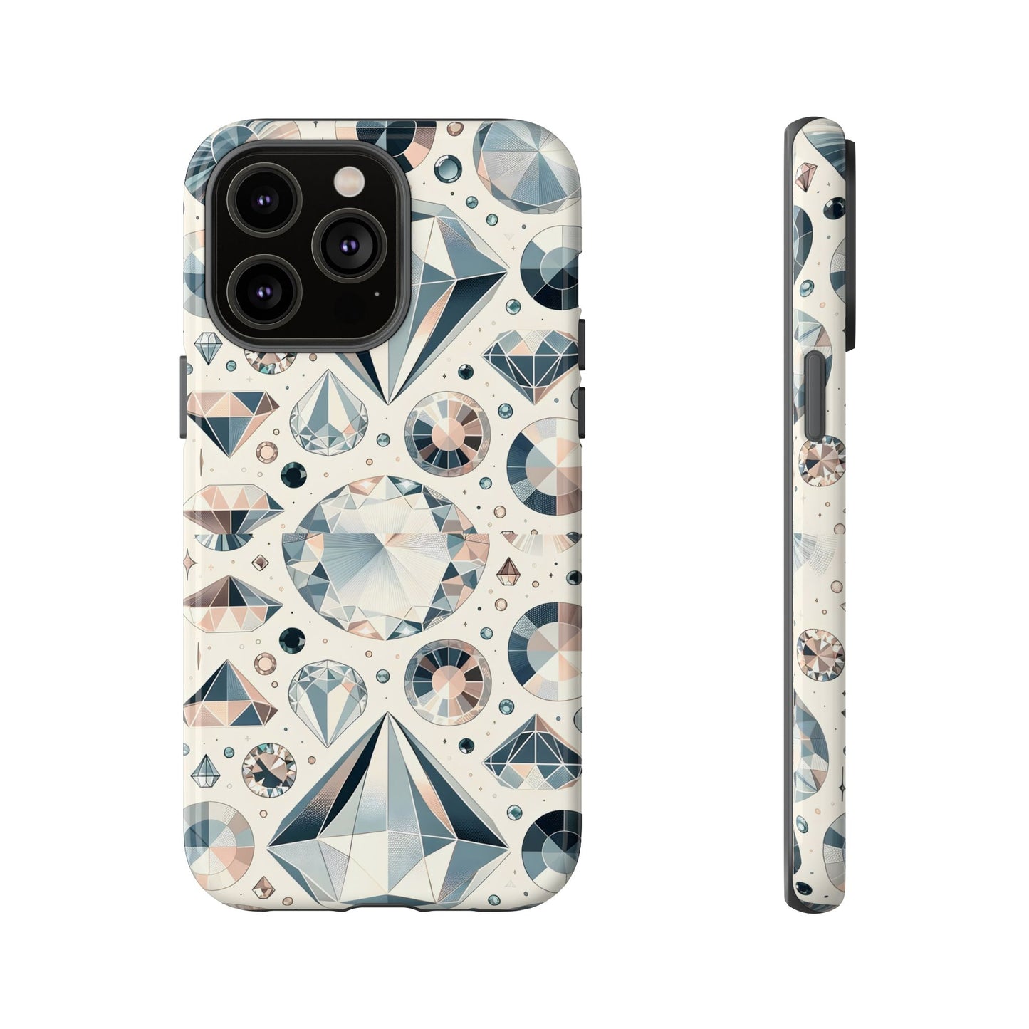Diamond Pattern iPhone Case | Dual Layer Tough Cover | Luxury Gemstone Print | Glossy or Matte Finish | Shockproof Polycarbonate & TPU Shell